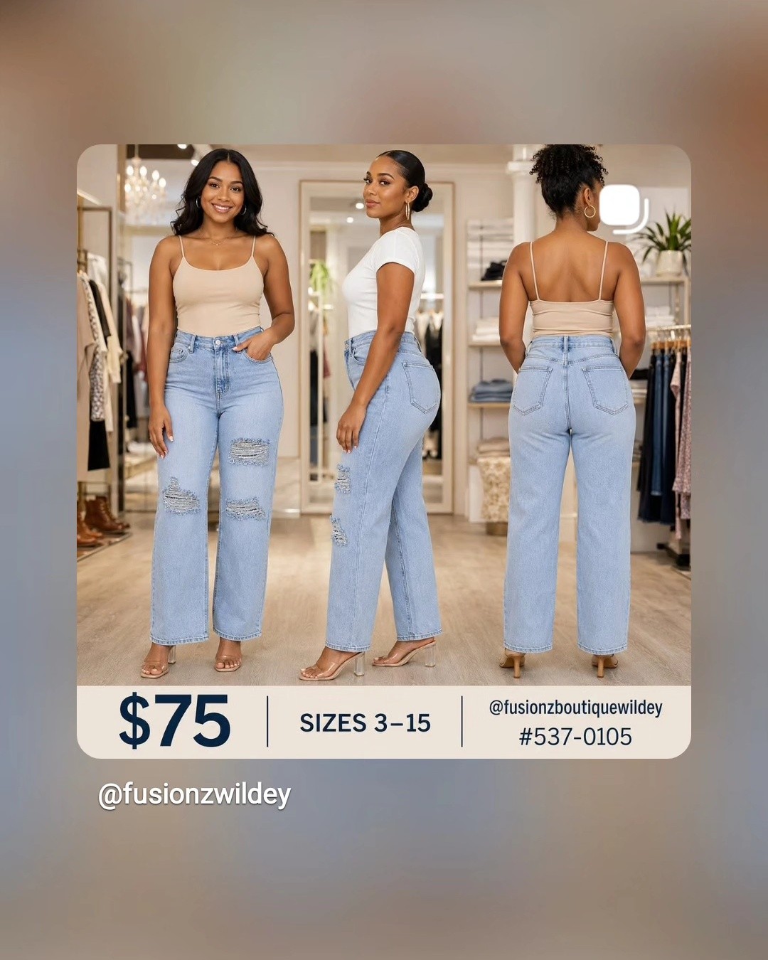 Fusionz Boutique Wildey – Jeans $75 | Sizes 3–15