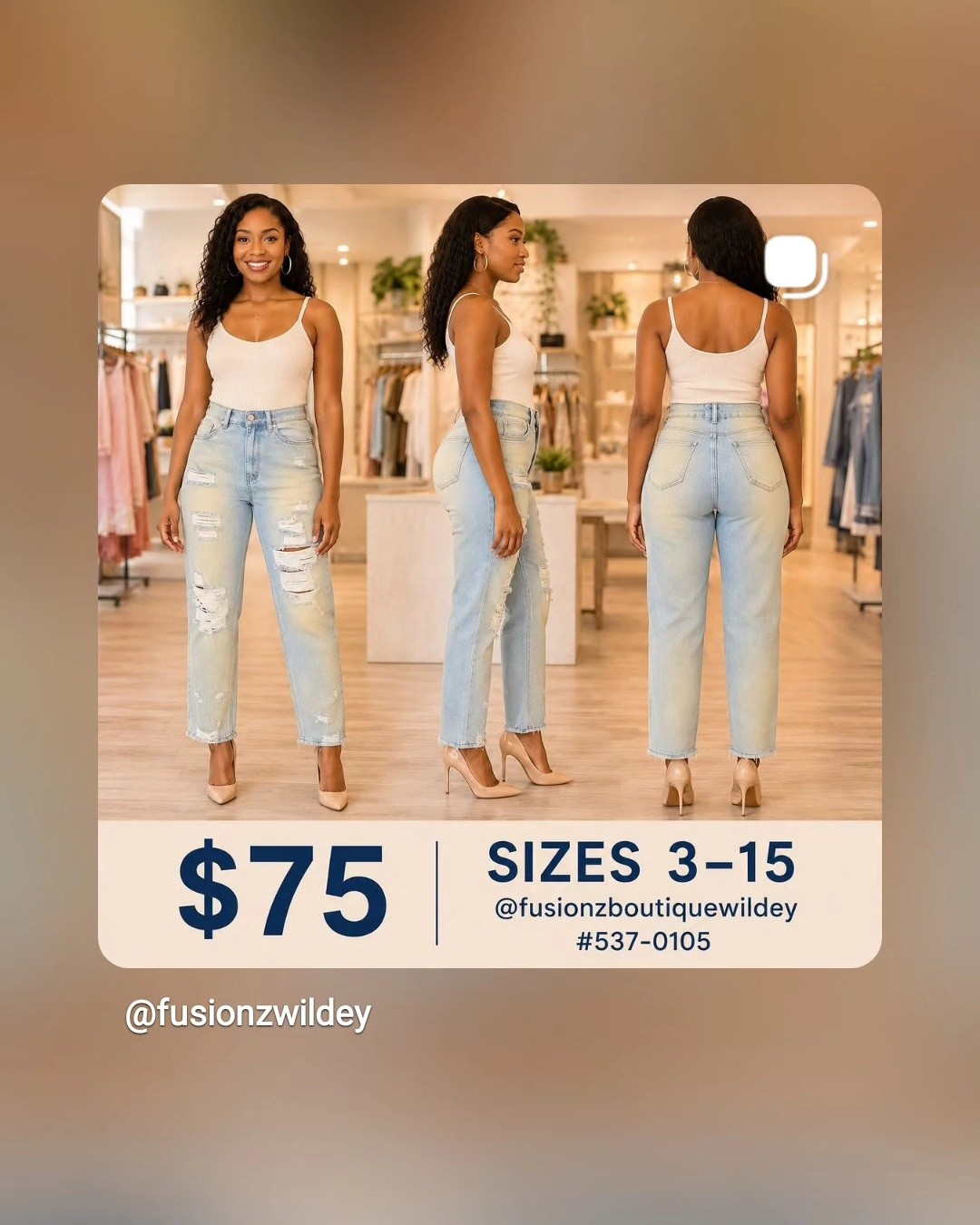 Fusionz Boutique Wildey – Jeans $75 | Sizes 3–15