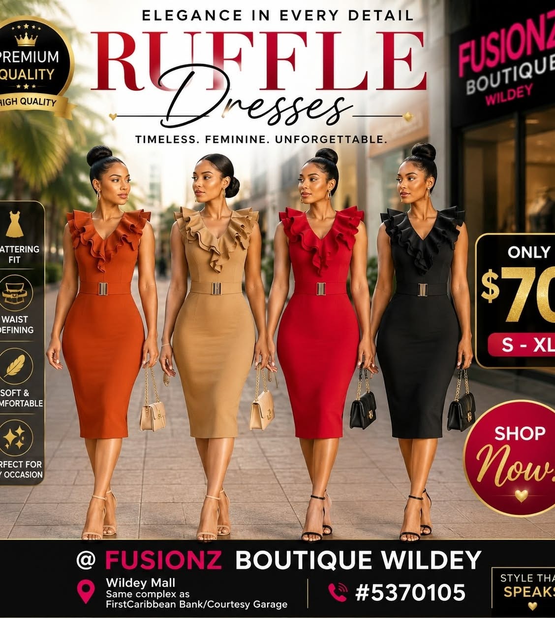 Fusionz Boutique Wildey – Suits & Pleated Dresses Available Now