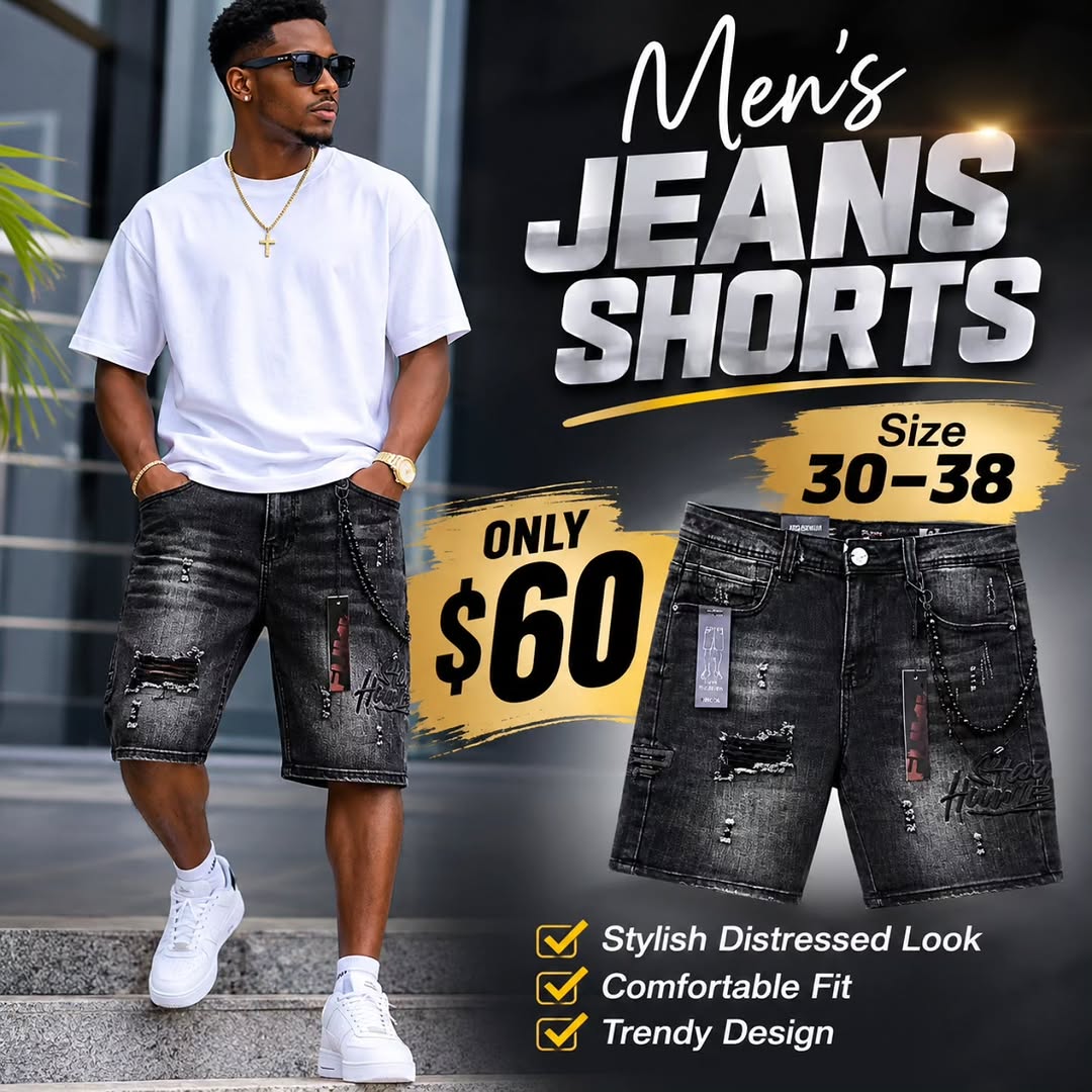 Men's Distressed Denim Shorts – Only $60 at Fusionz Boutique Wildey