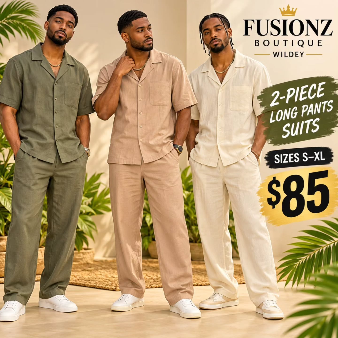 2-Piece Long Pants Suits $85 & Palazzo Pants $25 at Fusionz Boutique Wildey