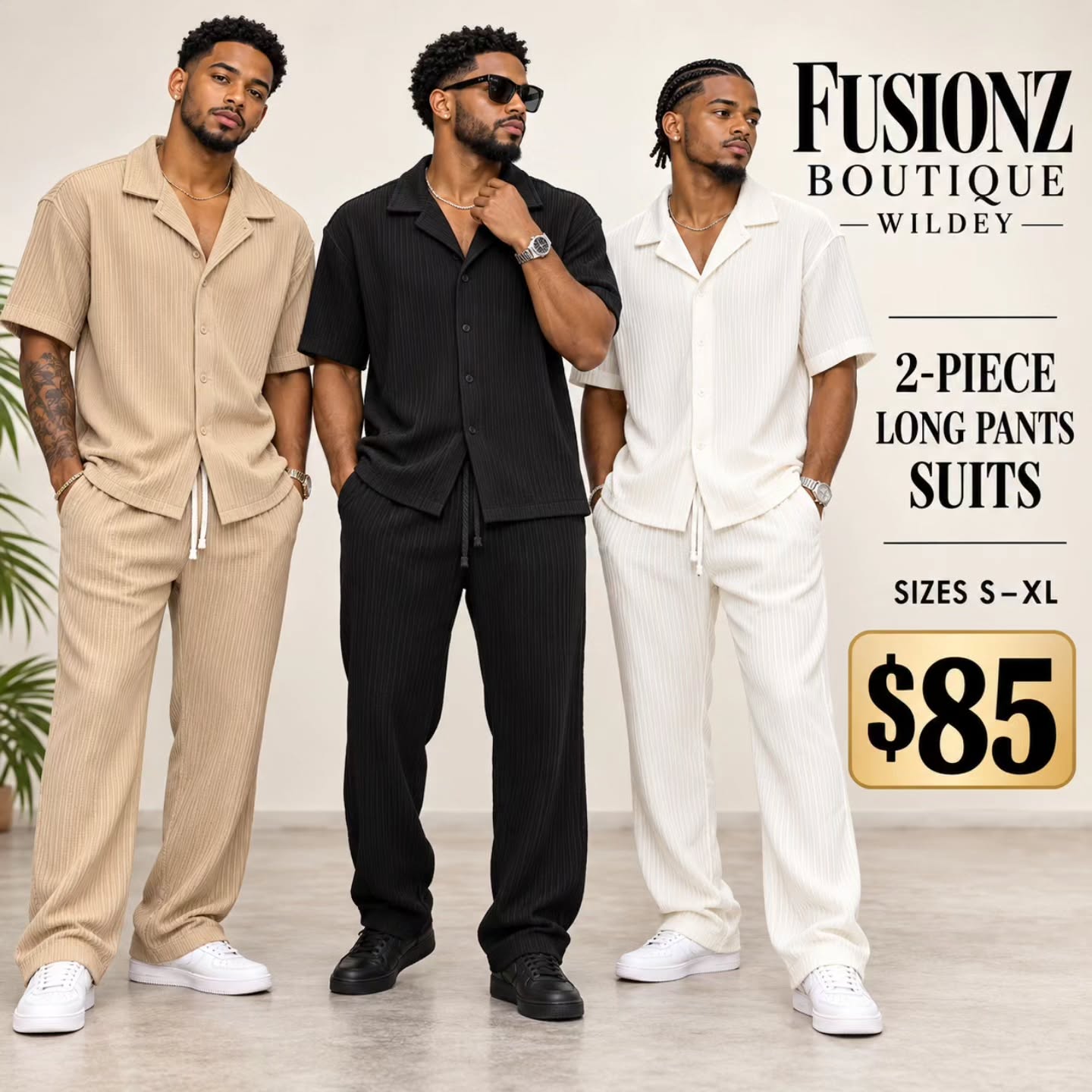 2-Piece Long Pants Suits $85 & Palazzo Pants $25 at Fusionz Boutique Wildey