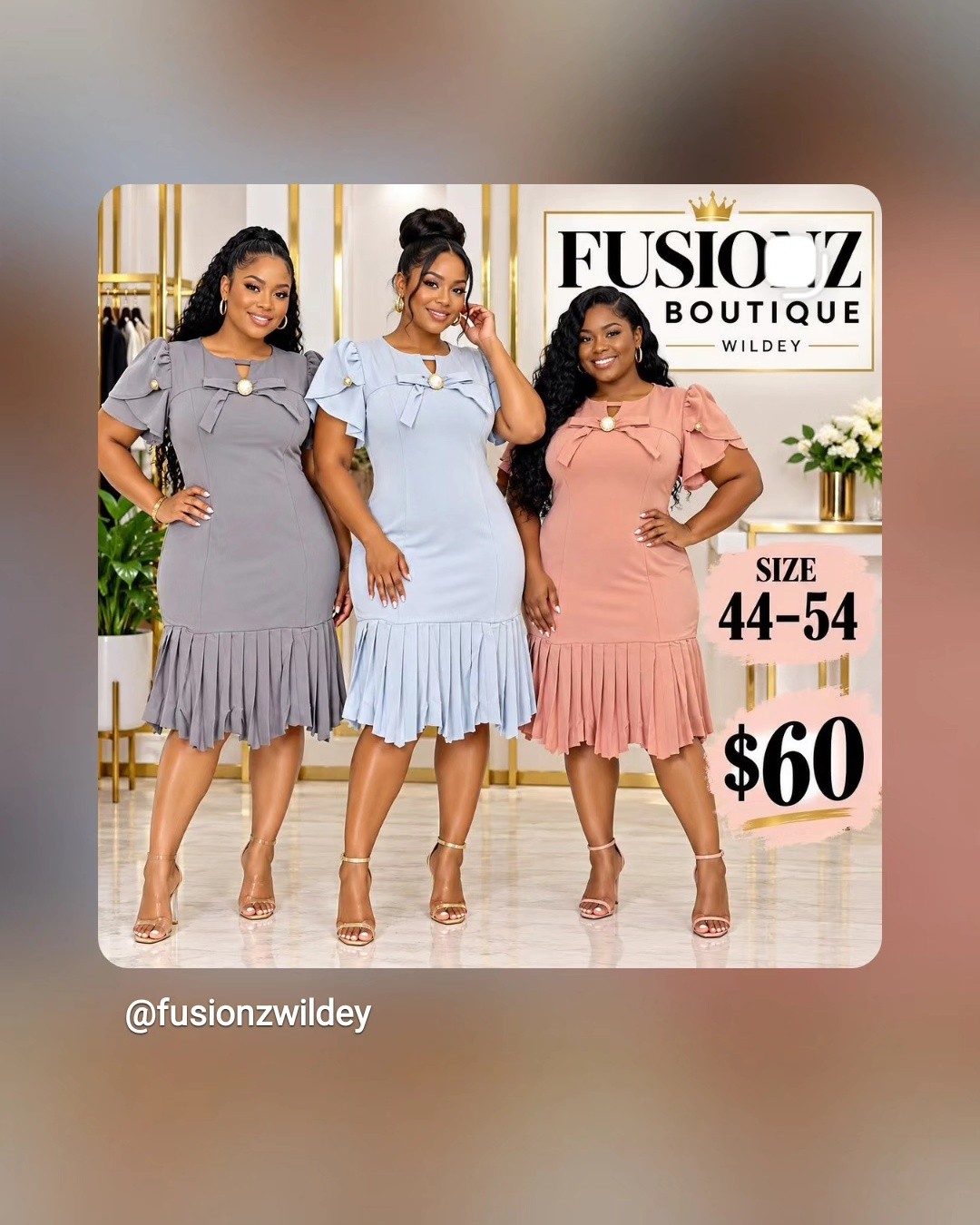Dresses $60 – Sizes 44-54 at Fusionz Boutique Wildey