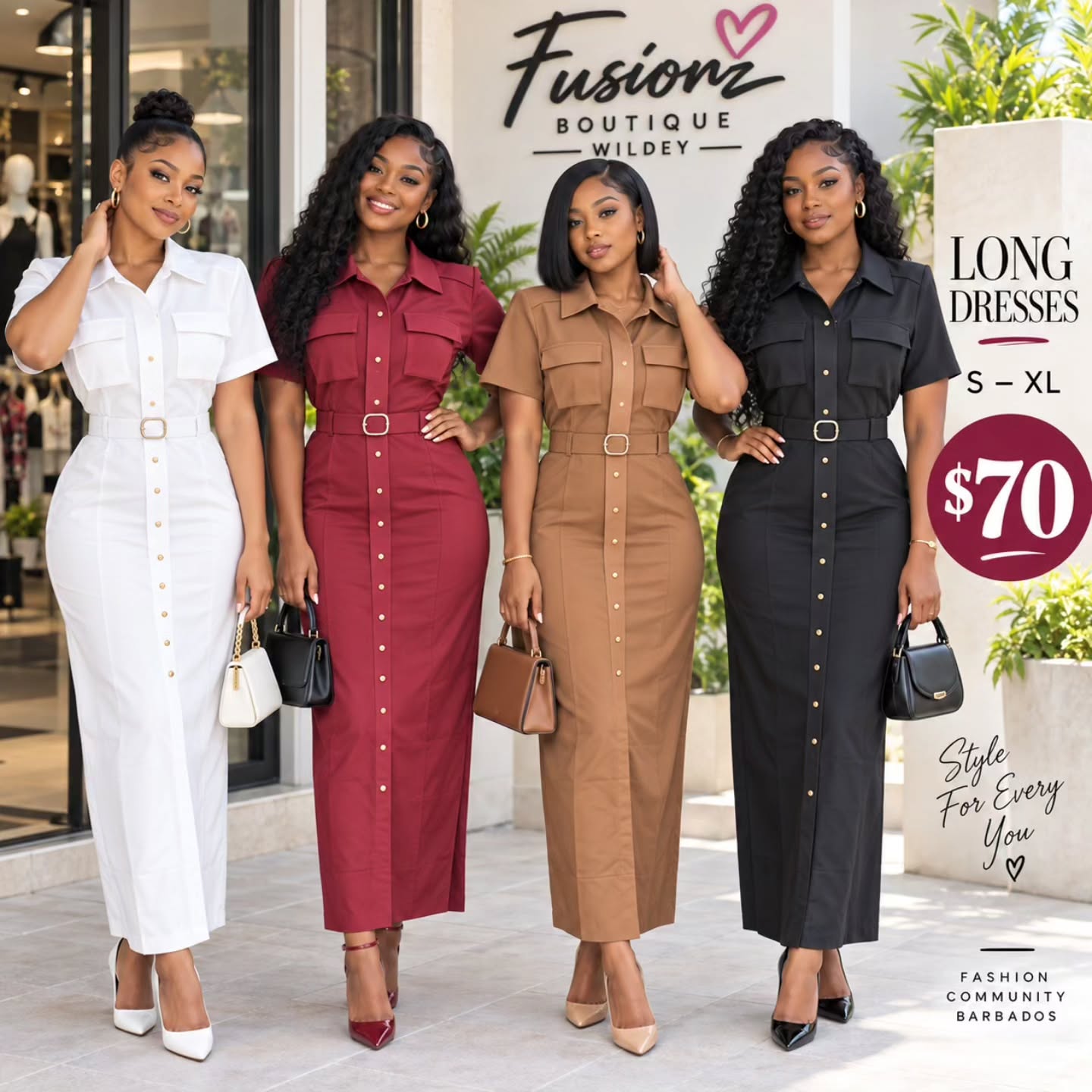 Fusionz Boutique Wildey — Long Dresses $70 & Polka Dot Dresses $45