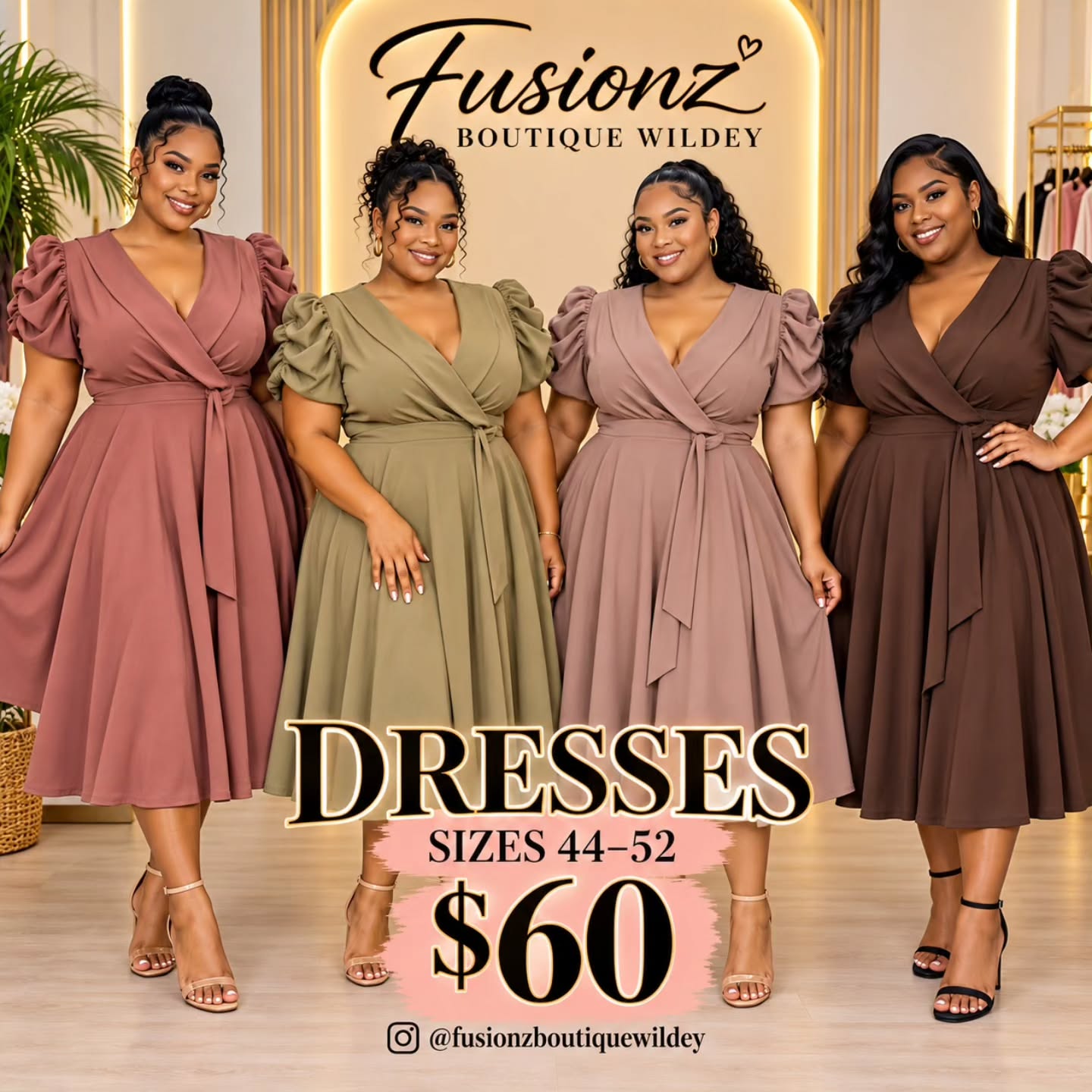 Fusionz Boutique Wildey – Dresses Sizes 44–52 at $60