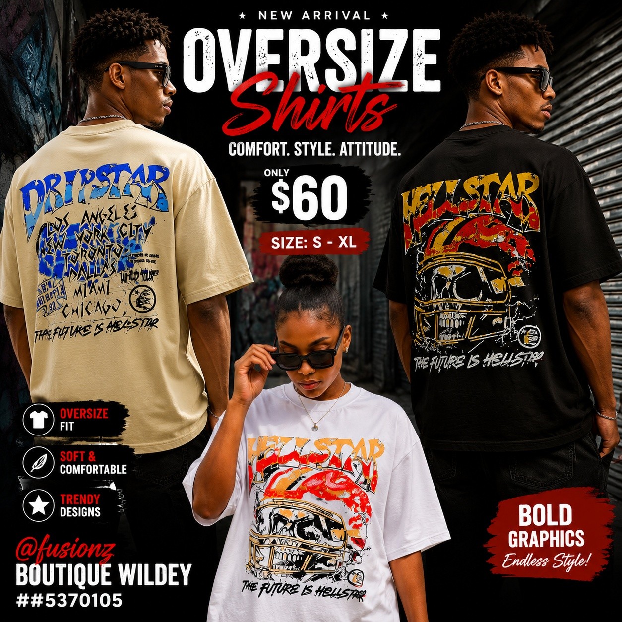 Fusionz Boutique Wildey — Graphic Tees from $50