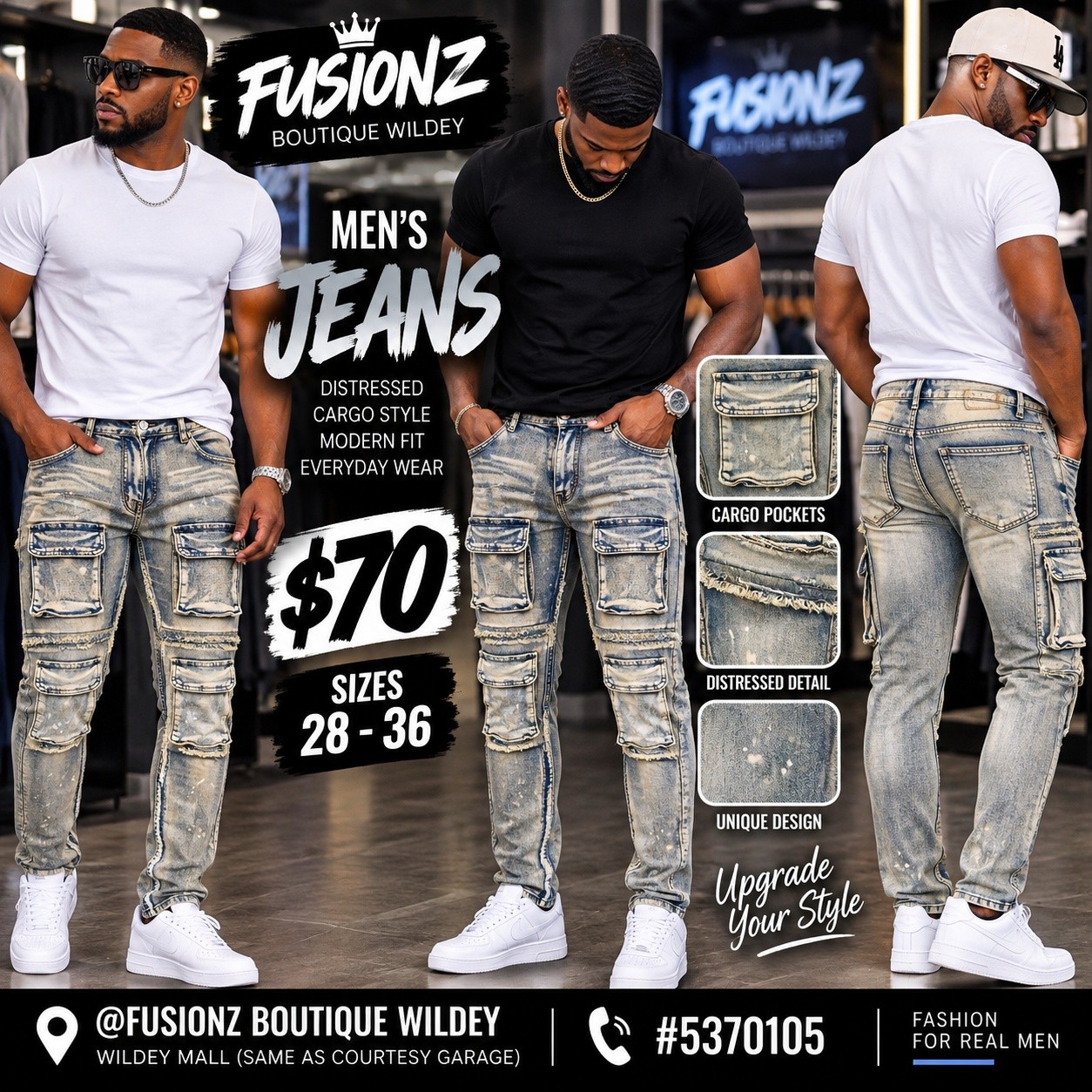 Men's Skinny & Super Skinny Jeans – $70 at Fusionz Boutique Wildey
