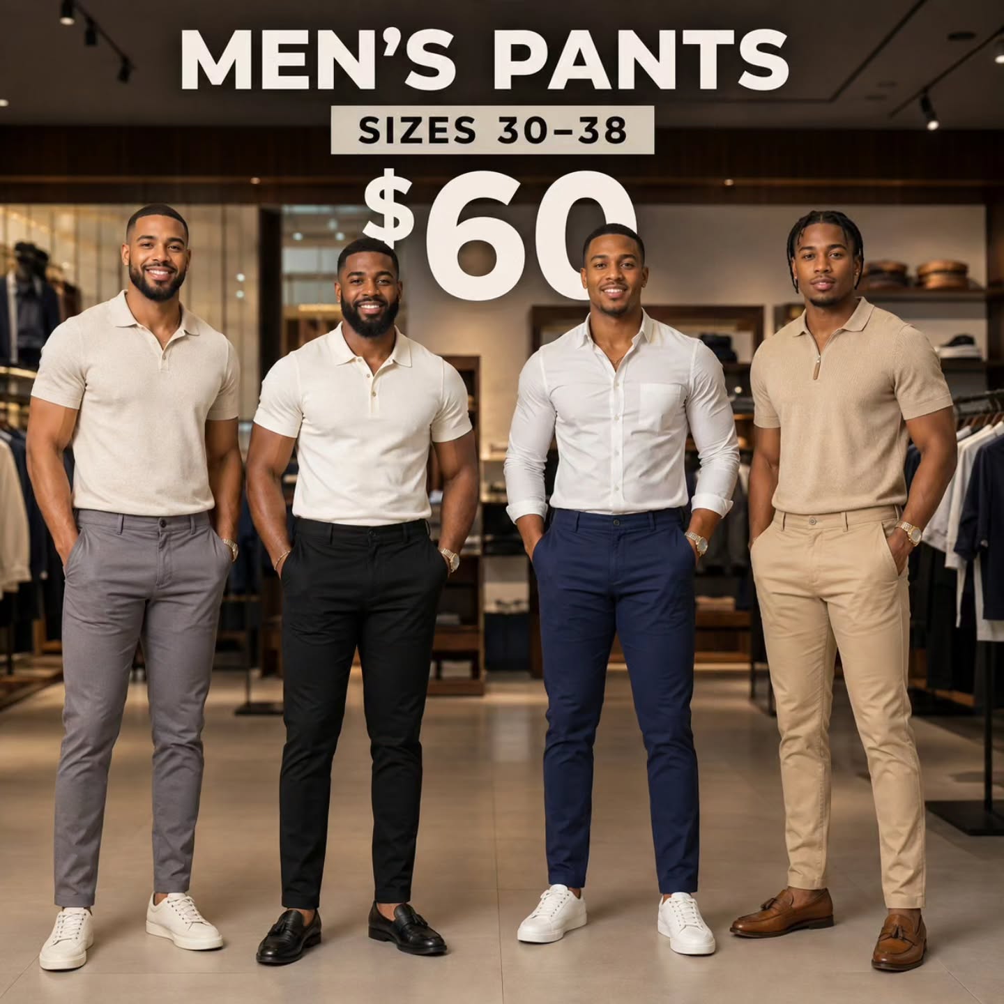 Men's Pants – Sizes 30–38 for $60
