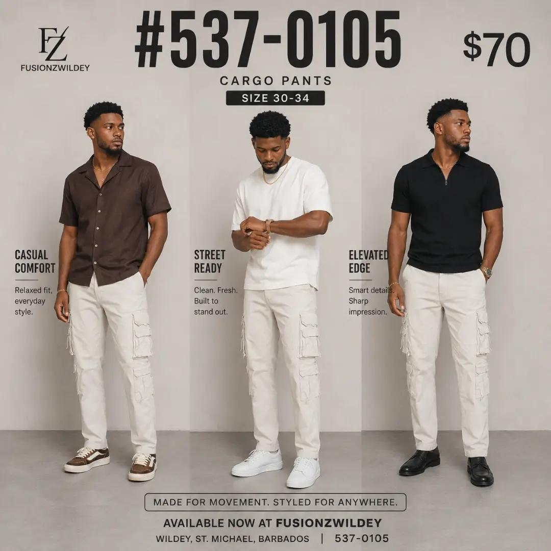 Cargo Pants & Plain Pants from $60 at Fusionz Boutique Wildey