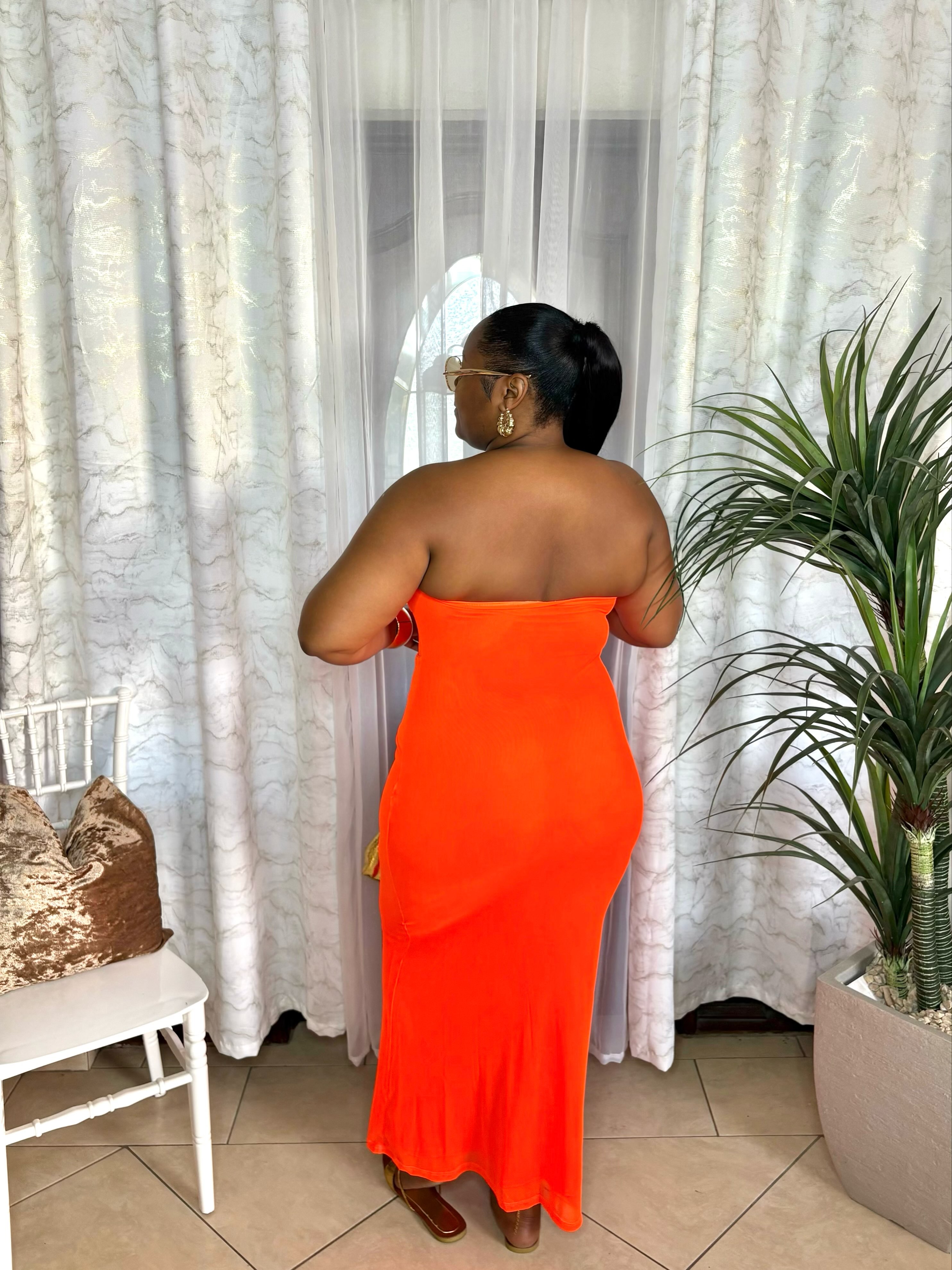 Orange Stretch Tube Top Dress & Accessories – KCs Kloset