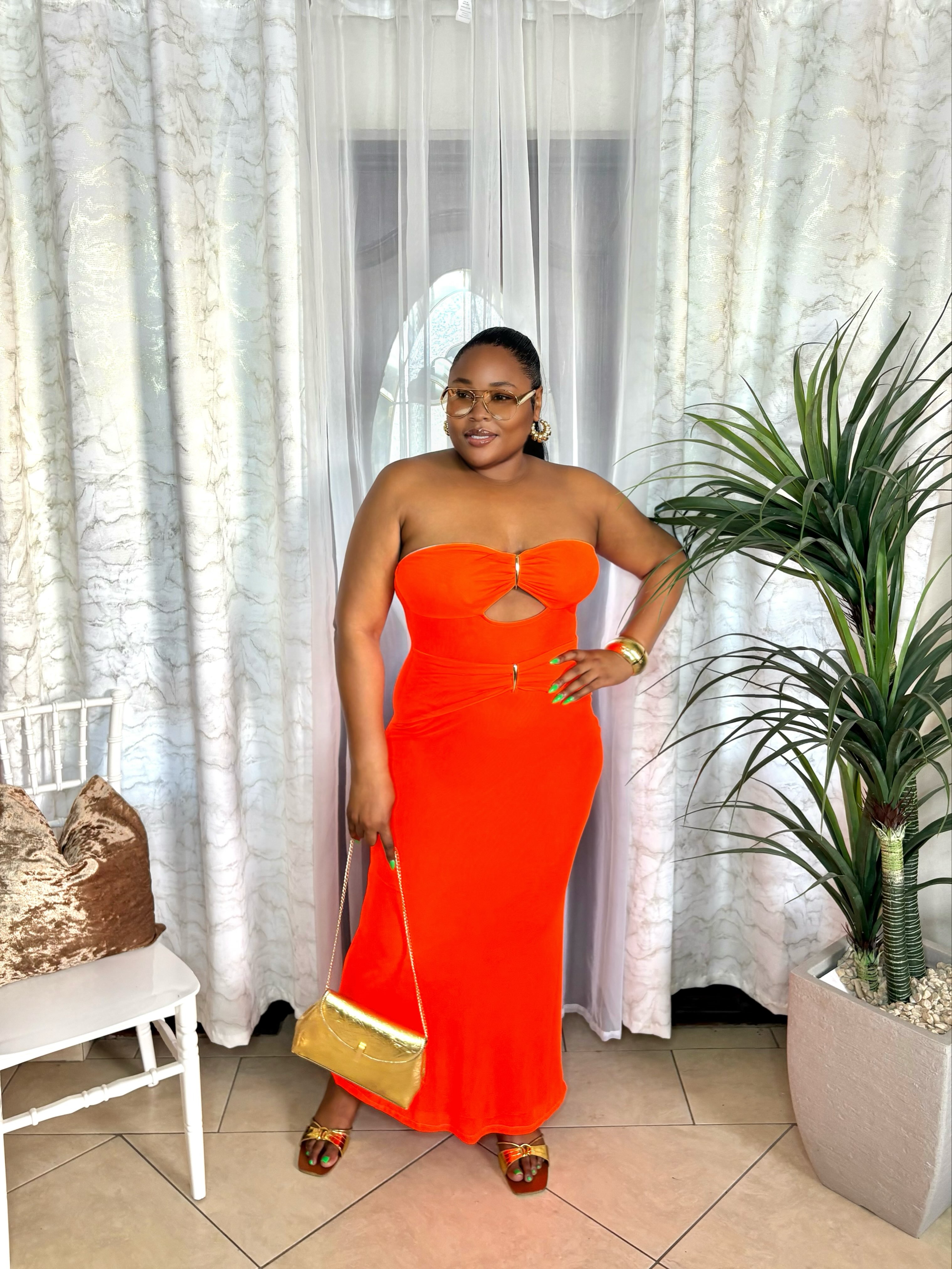 Orange Stretch Tube Top Dress & Accessories – KCs Kloset