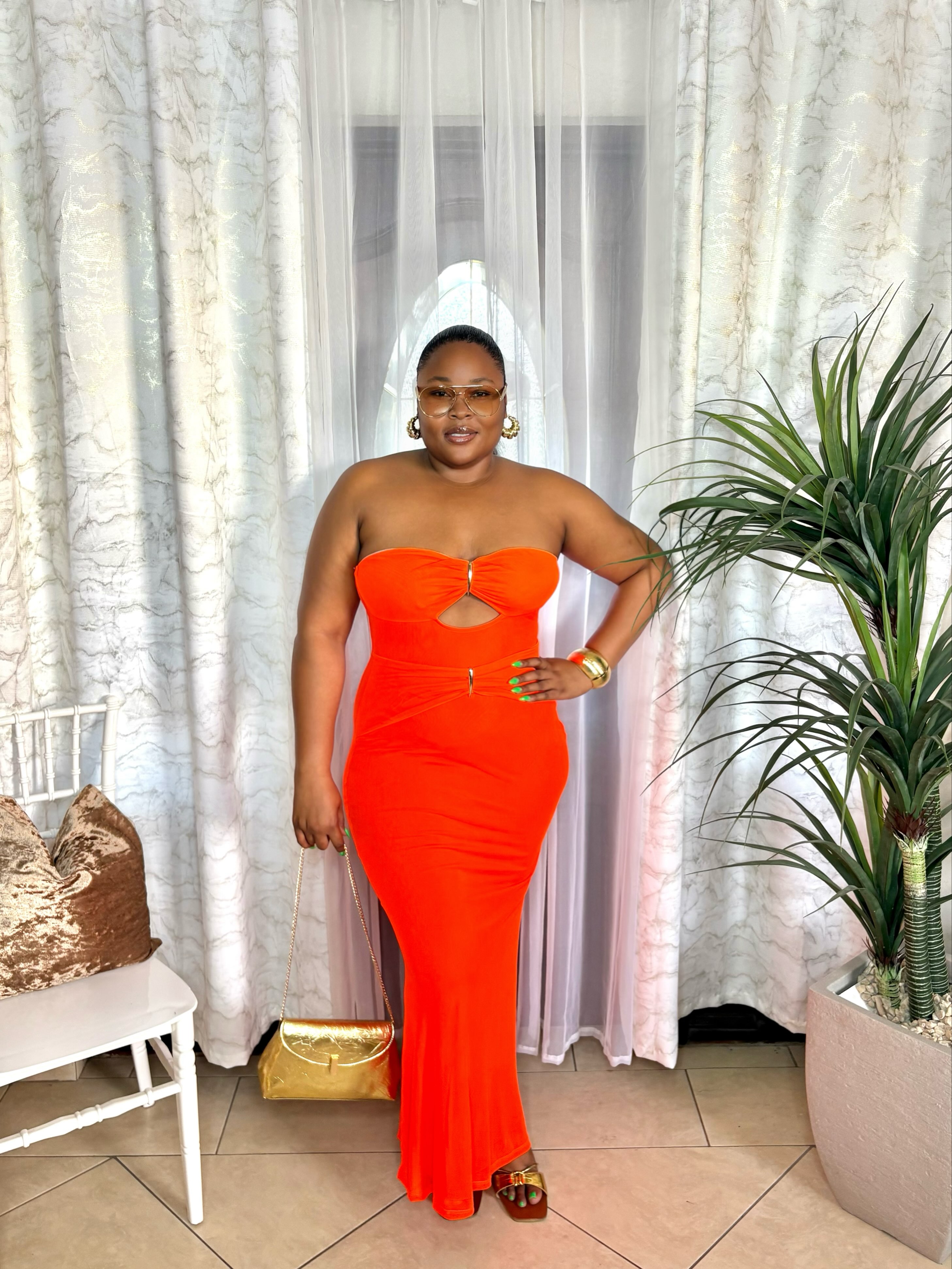 Orange Stretch Tube Top Dress & Accessories – KCs Kloset