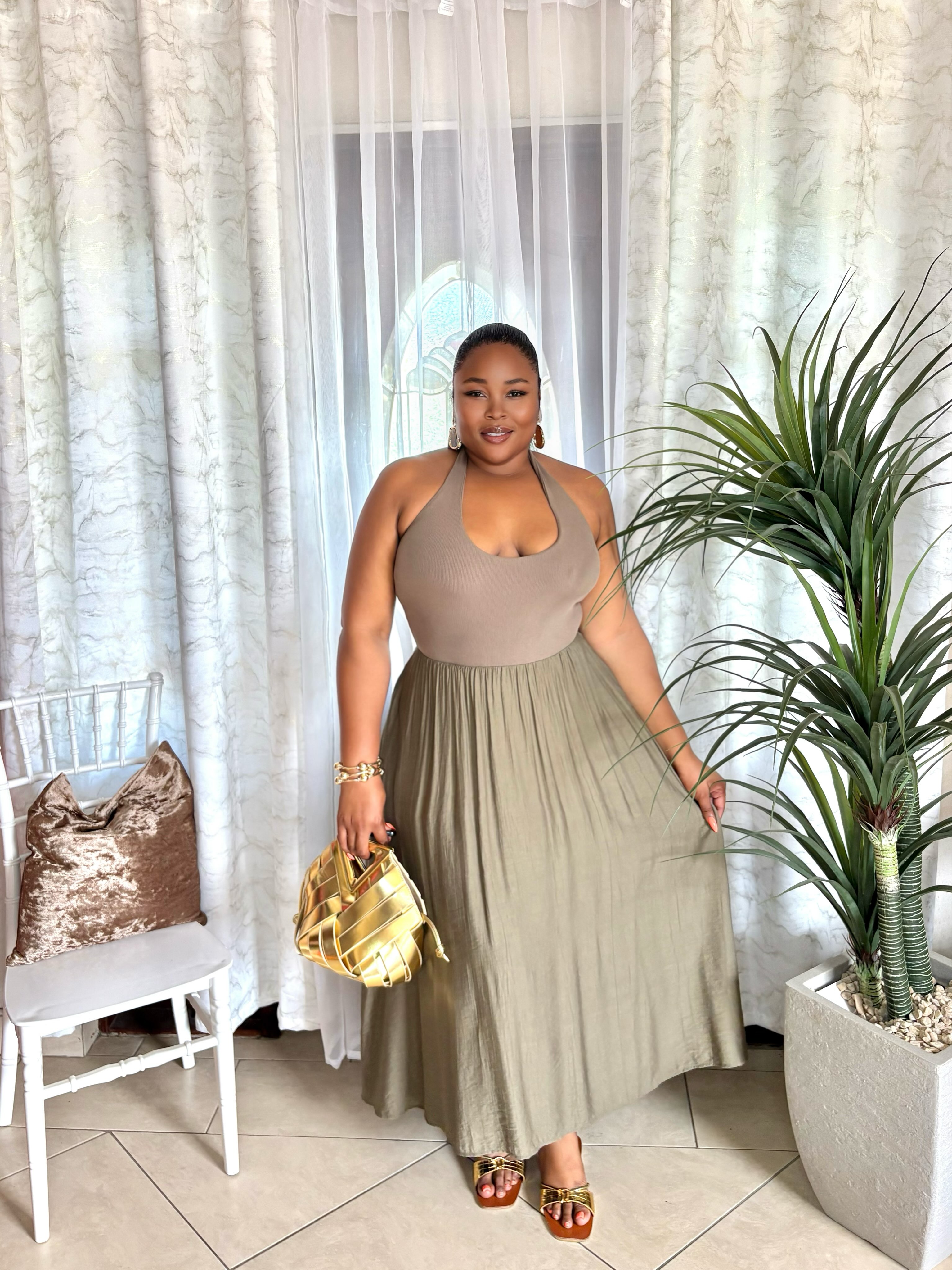 Olive Green Casual Dress + Accessories – Prices from $40