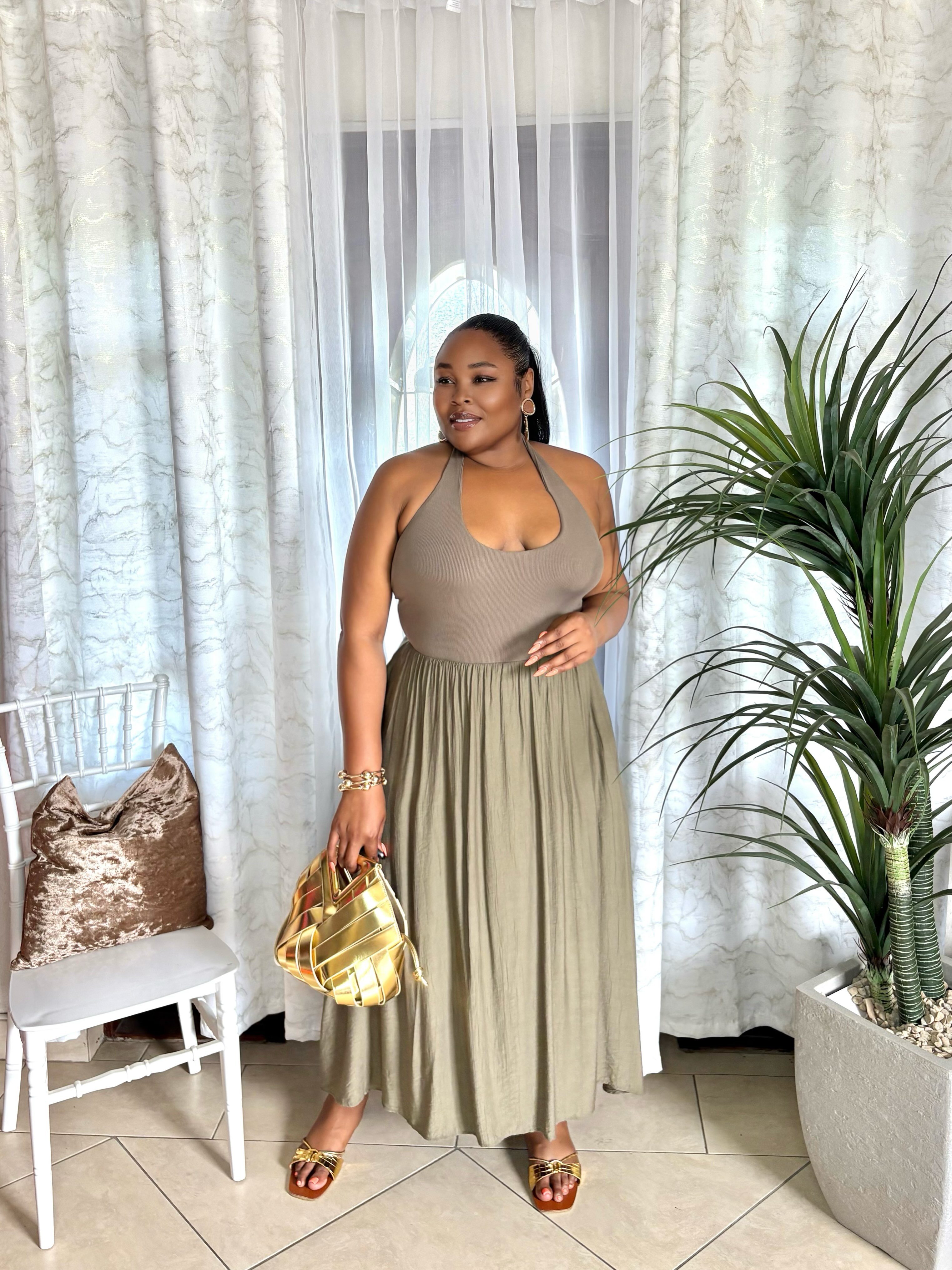 Olive Green Casual Dress + Accessories – Prices from $40