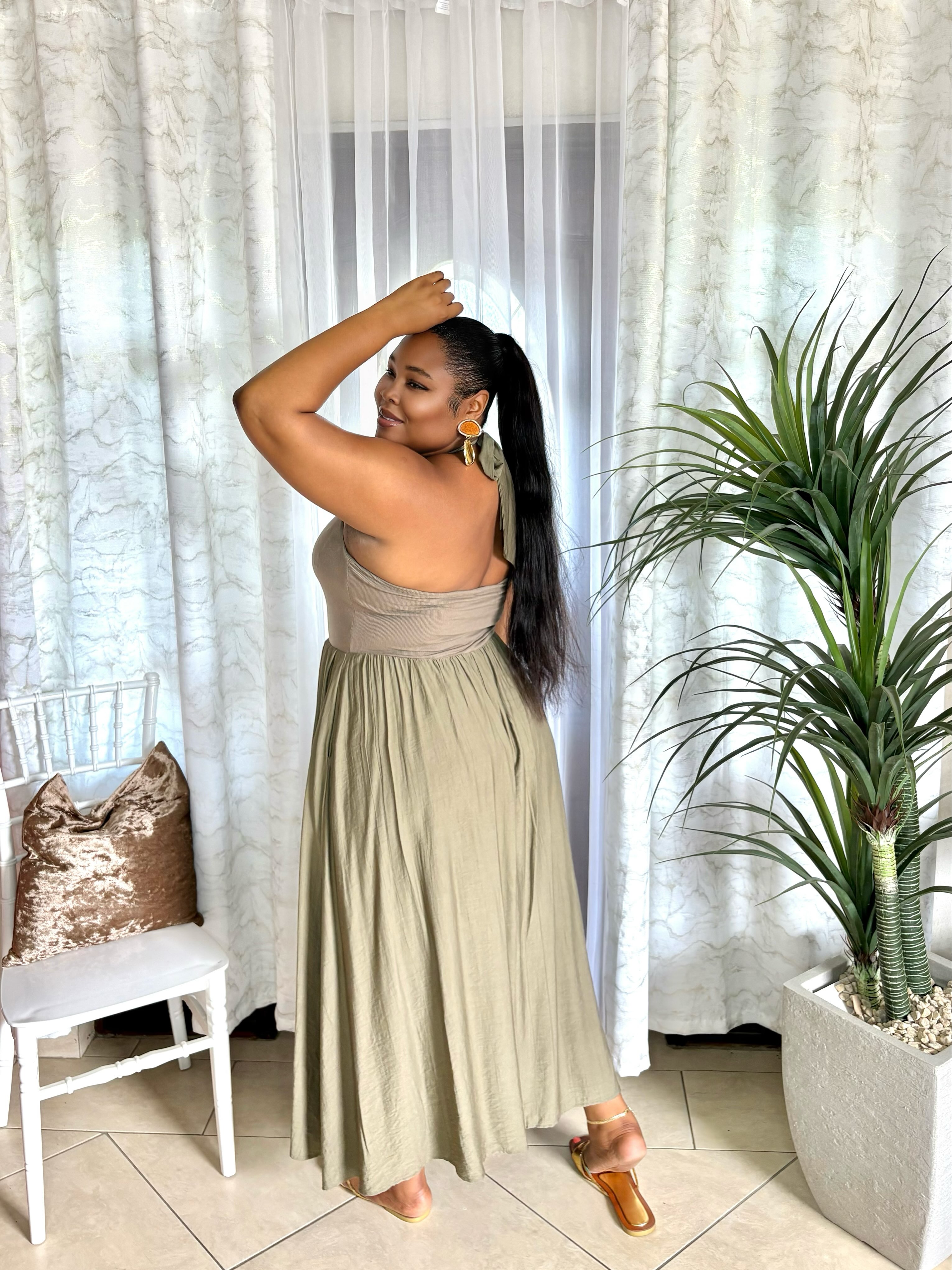 Olive Green Casual Dress + Accessories – Prices from $40