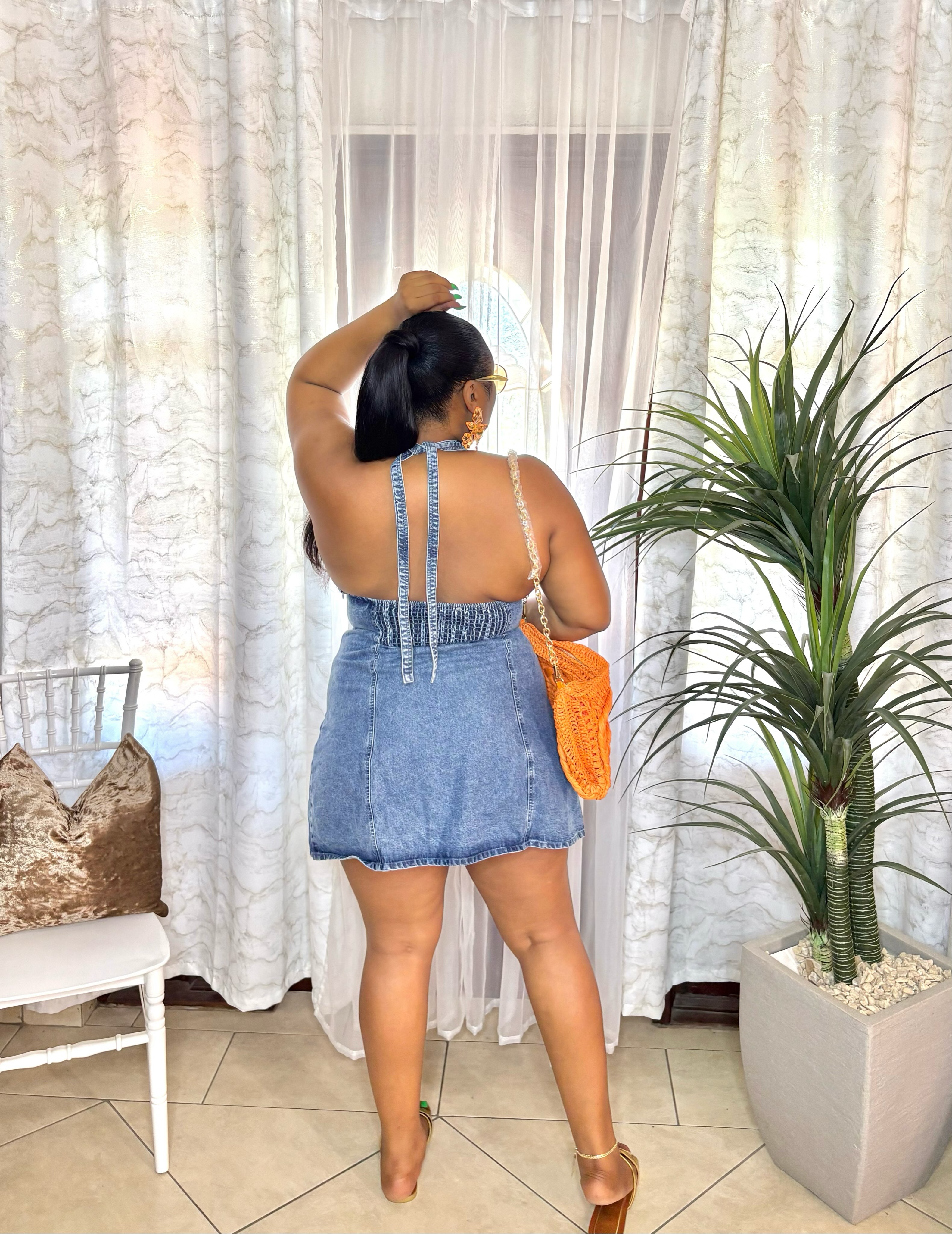 Denim Baydoll Halter Dress & Accessories – Prices from $25