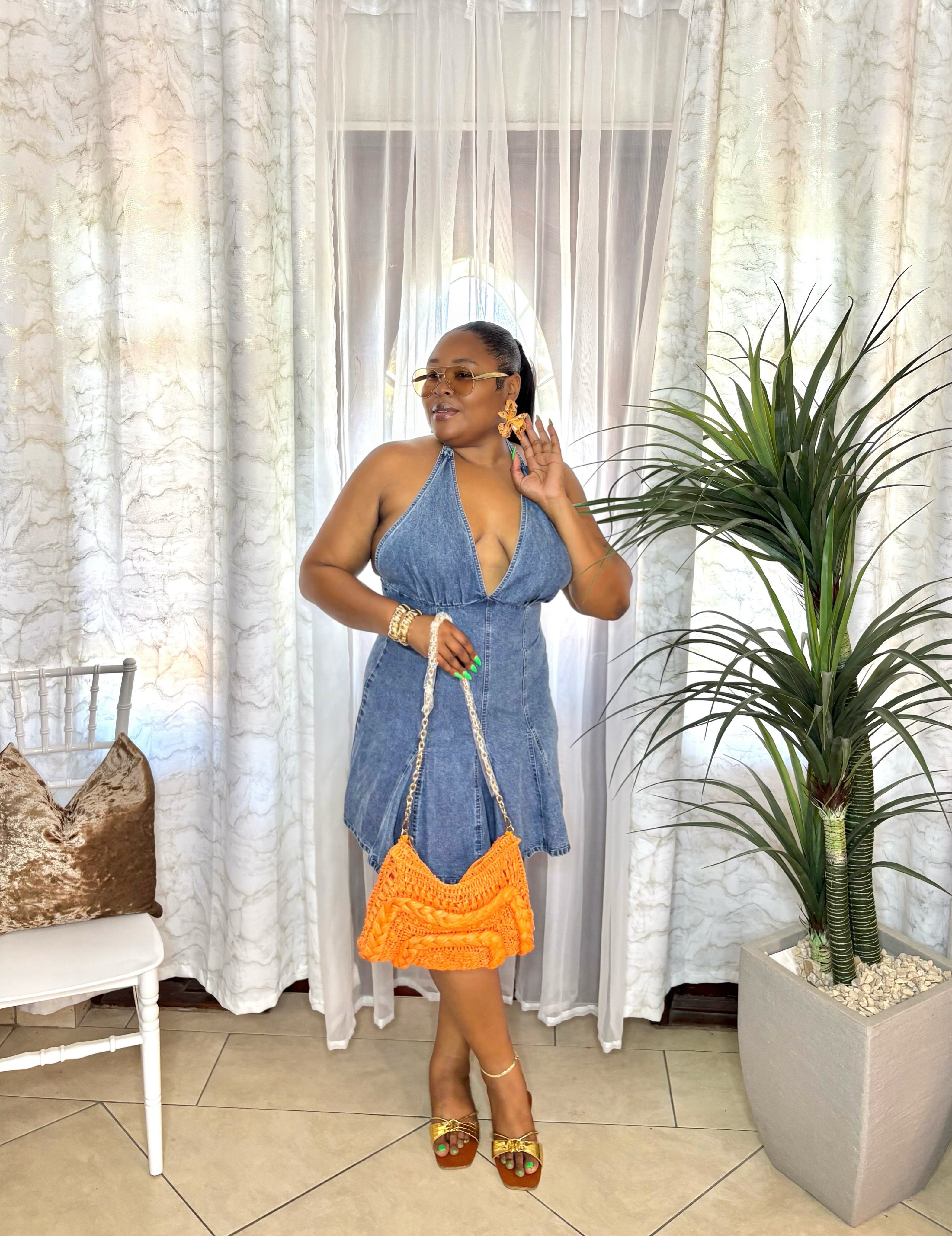 Denim Baydoll Halter Dress & Accessories – Prices from $25