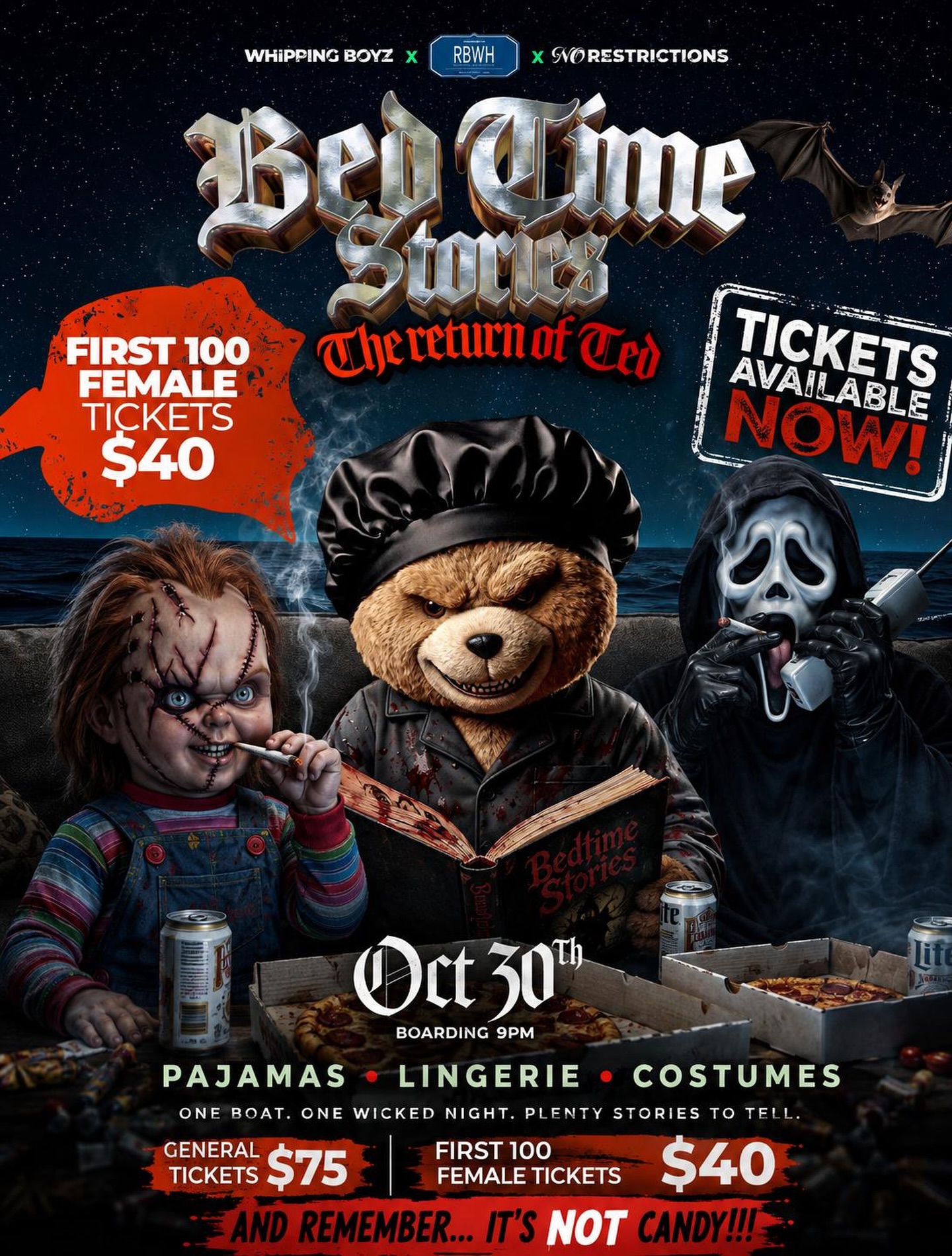 Bedtime Stories: The Return of Ted – Halloween Boat Party Oct 30