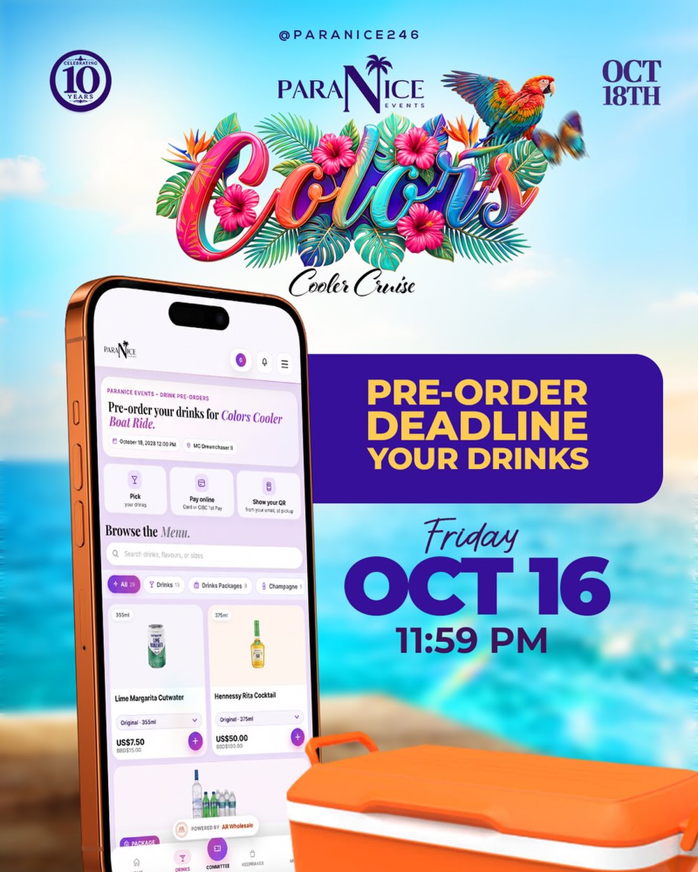 Paranice Colors Cooler Cruise – Drink Pre-Order Deadline