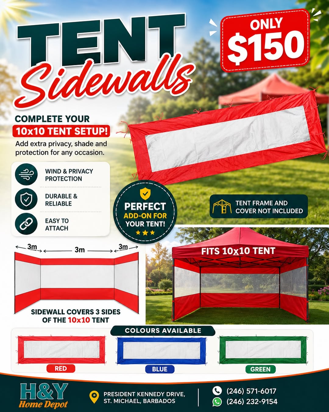 Tent Sidewalls – Only $150 at H&Y Home Depot