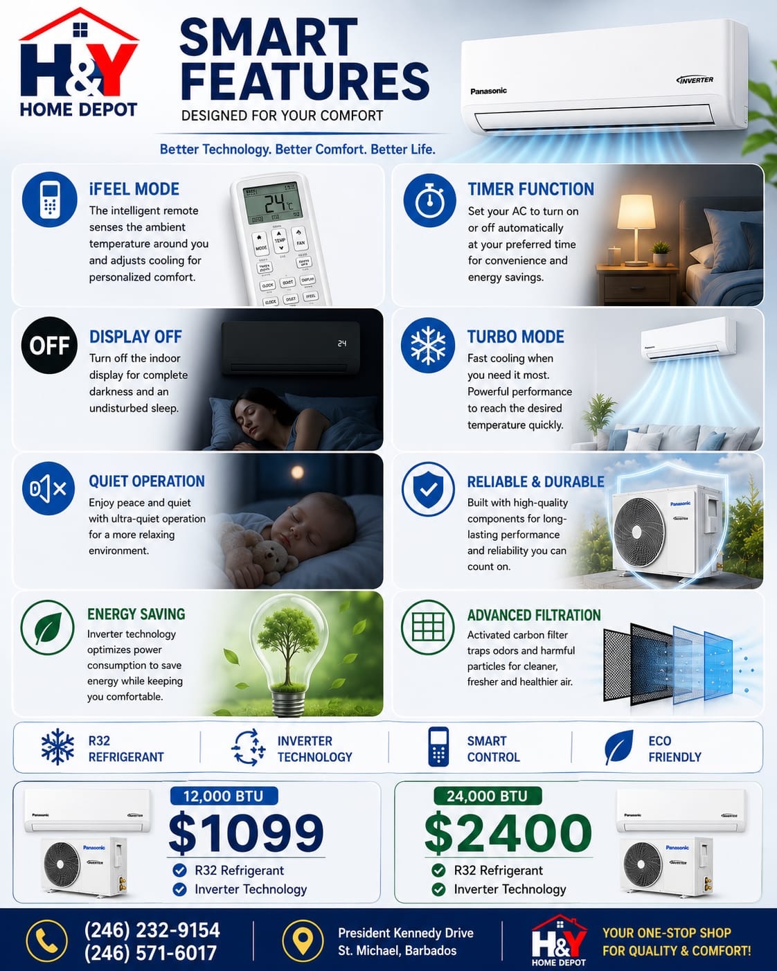 Panasonic Inverter Air Conditioners – 12,000 BTU $1,099 & 24,000 BTU $2,400 at H&Y Home Depot