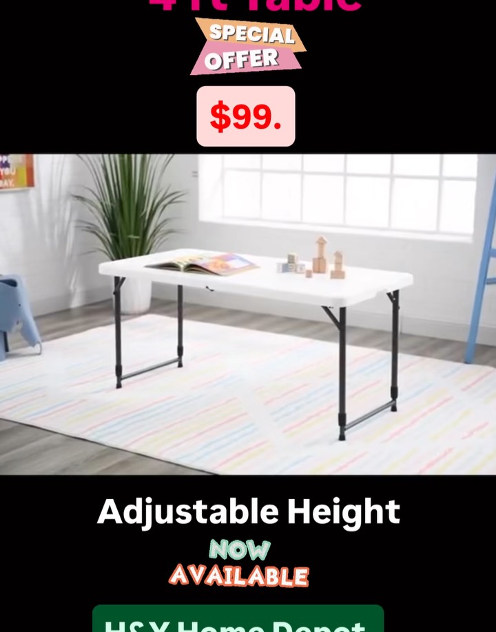 Heavy Duty 4FT Folding Table – Only $99 at H&Y Home Depot