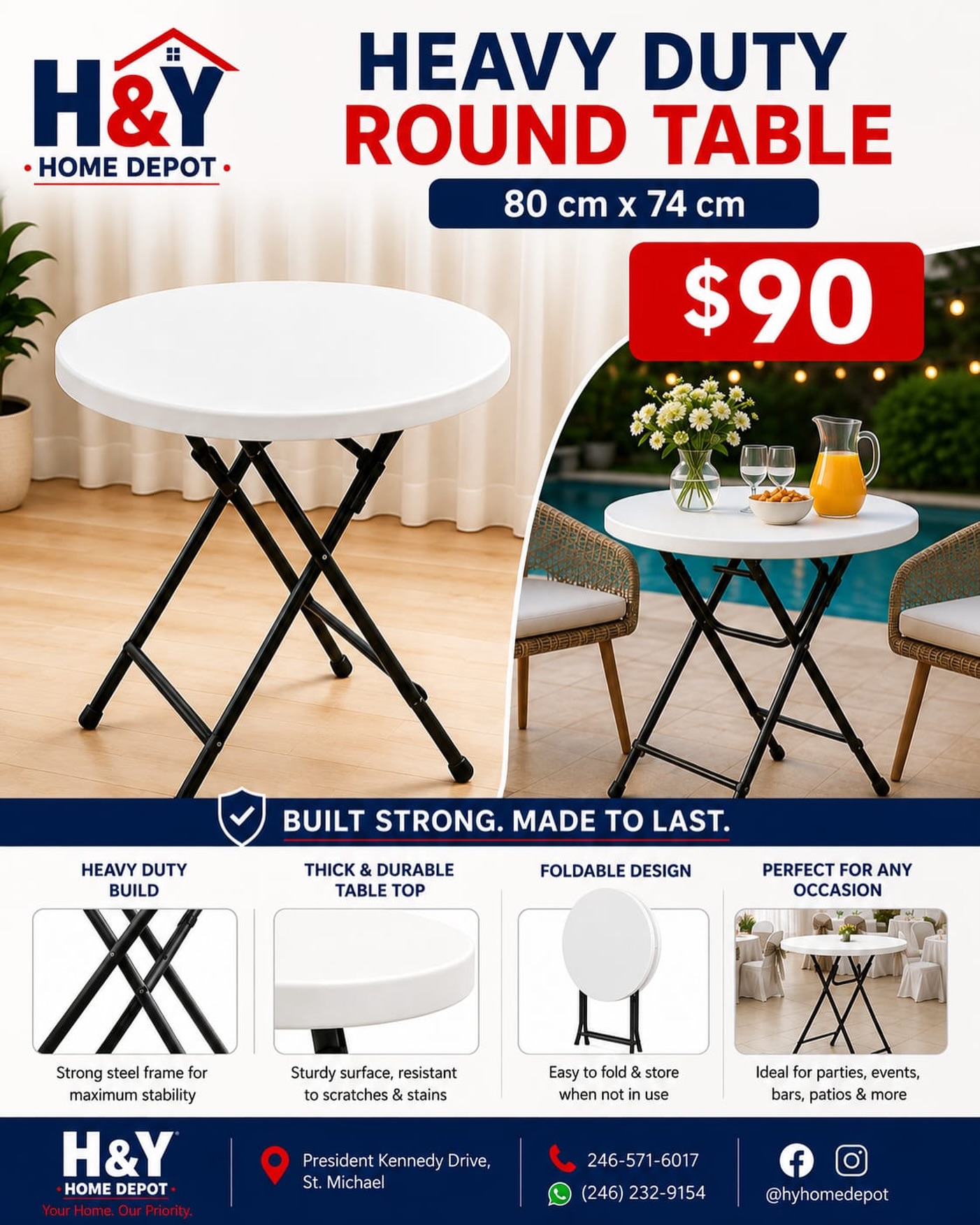 Heavy Duty Round Table – Only $90 at H&Y Home Depot