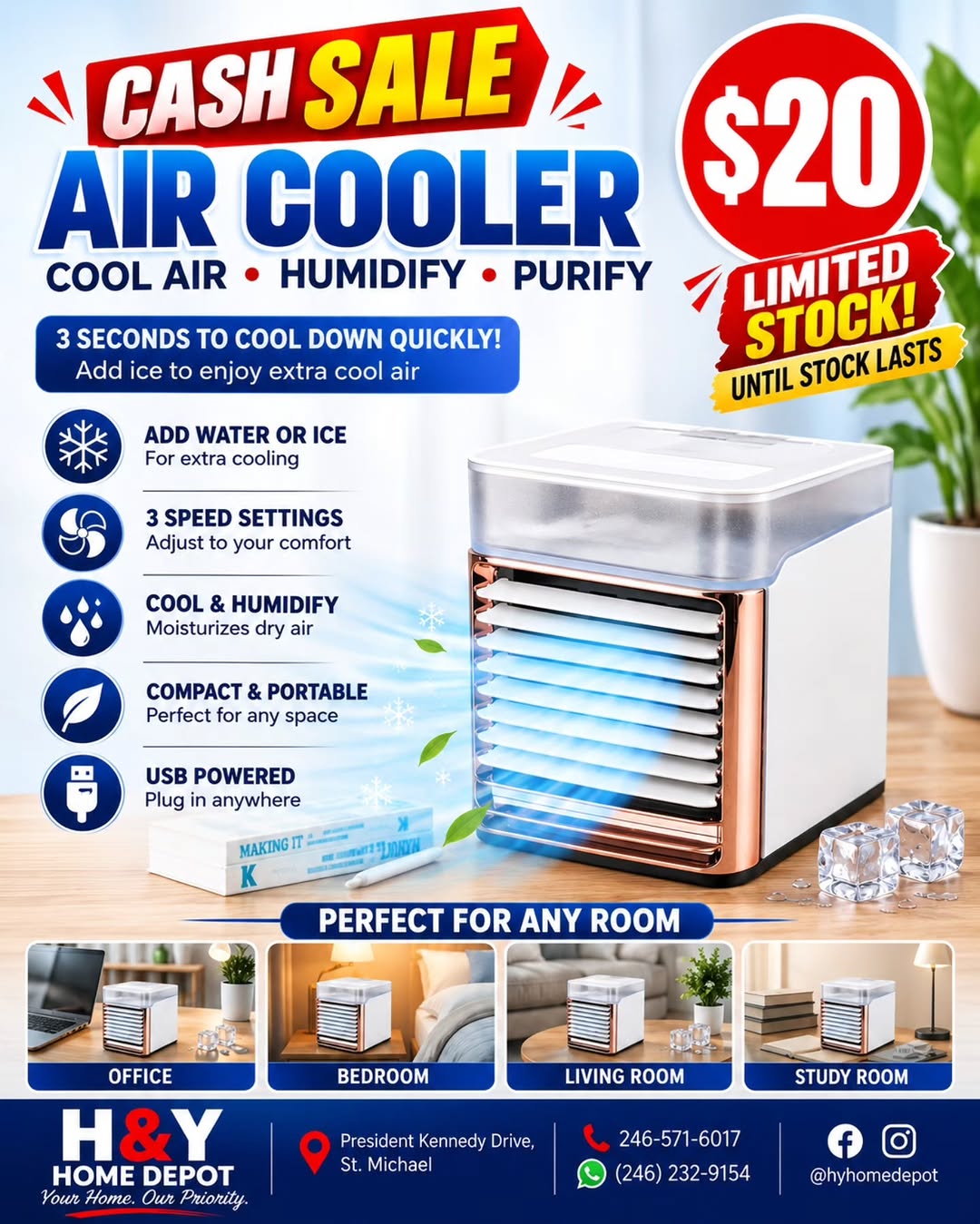 Cash Sale – Air Cooler Only $20 at H&Y Home Depot