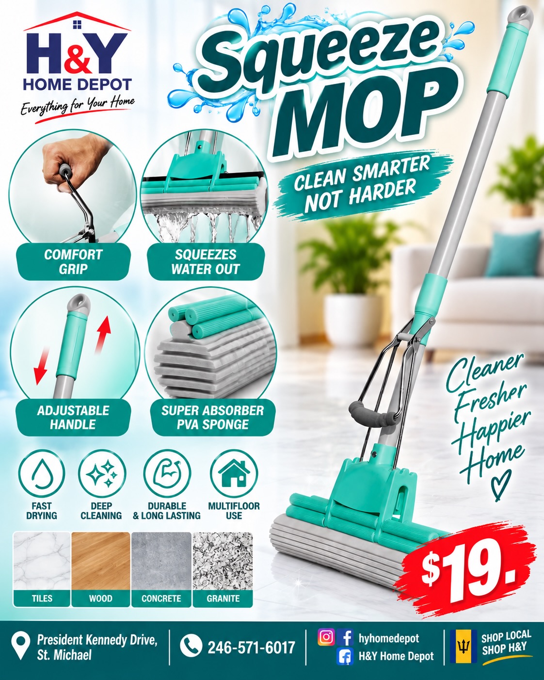 Squeeze Mop for Only $19 at H&Y Home Depot