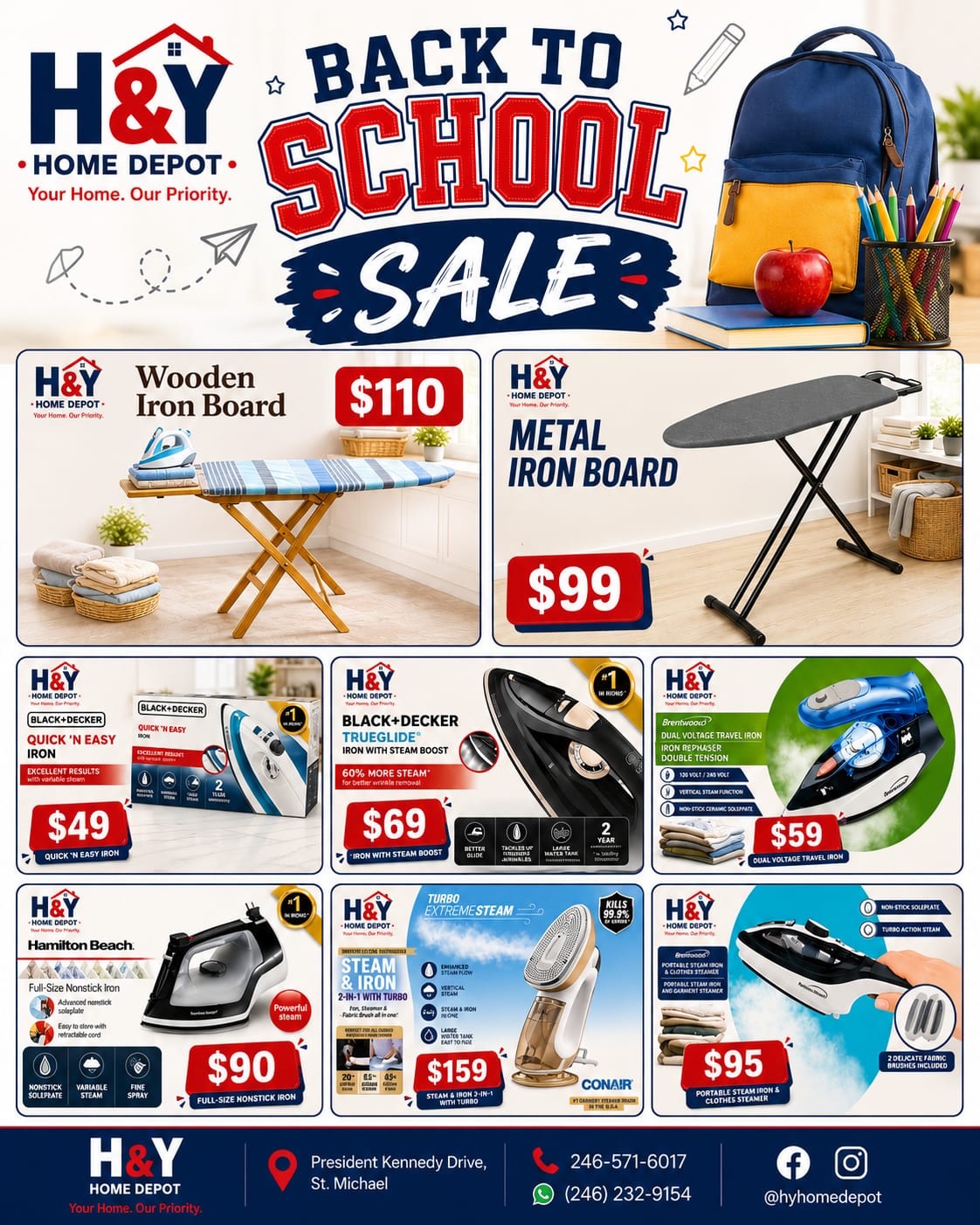 Back to School Iron Sale at H&Y Home Depot