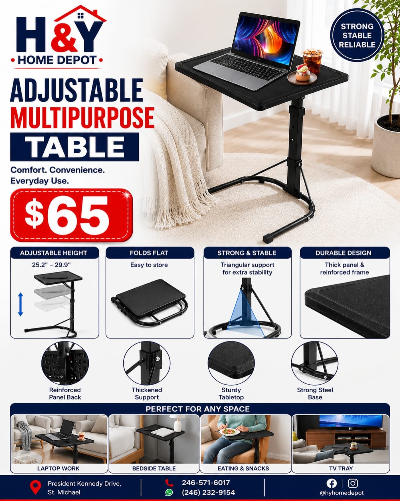 Adjustable Multipurpose Table — Only $65 at H&Y Home Depot