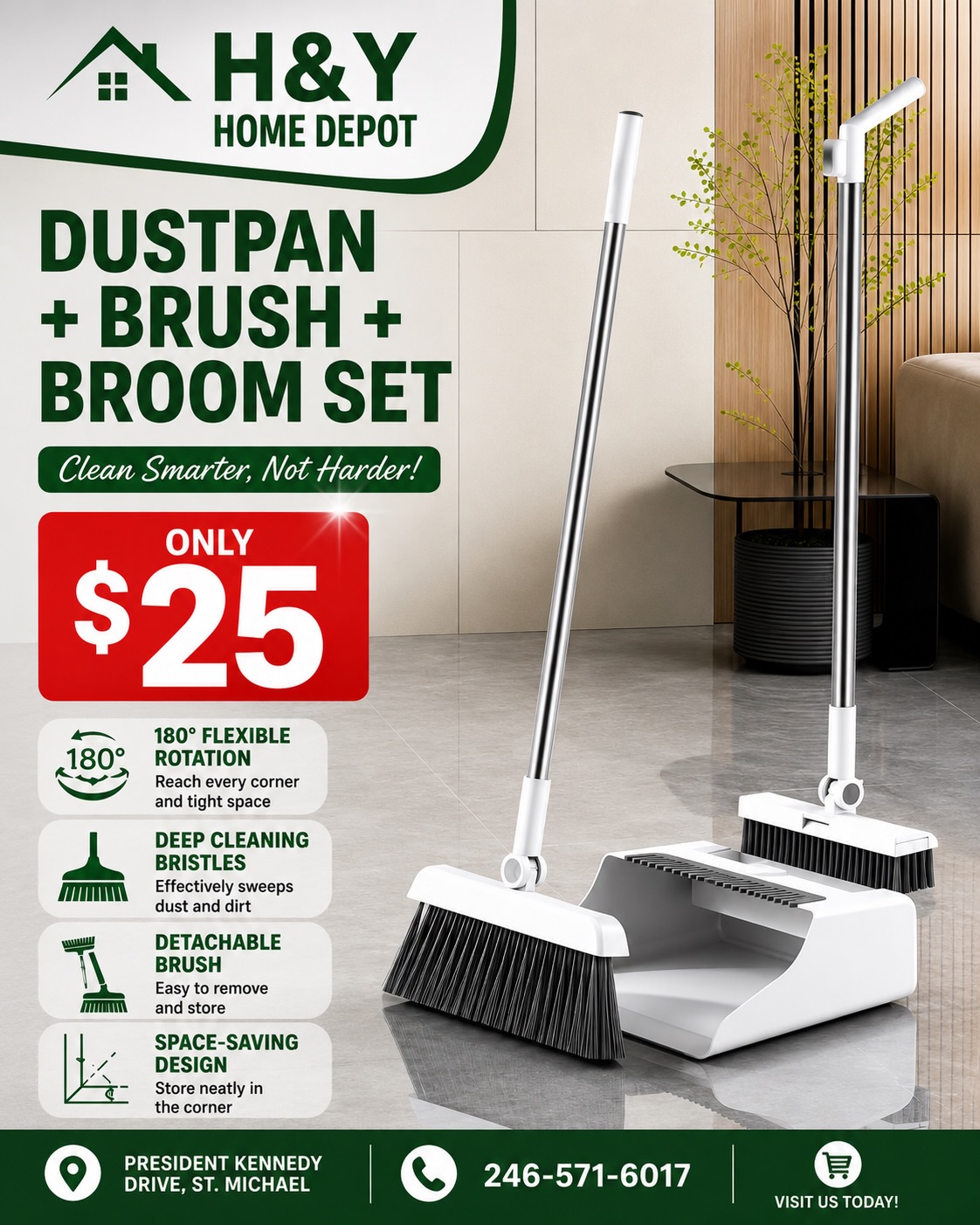 Dustpan + Brush + Broom Set – Only $25 at H&Y Home Depot