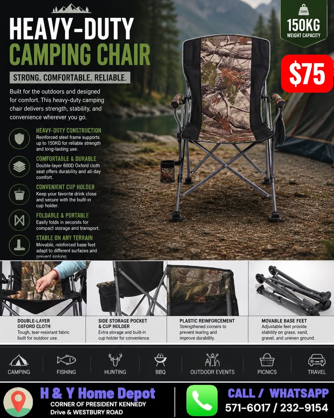 Heavy-Duty Camping Chair – Only $75 at H&Y Home Depot