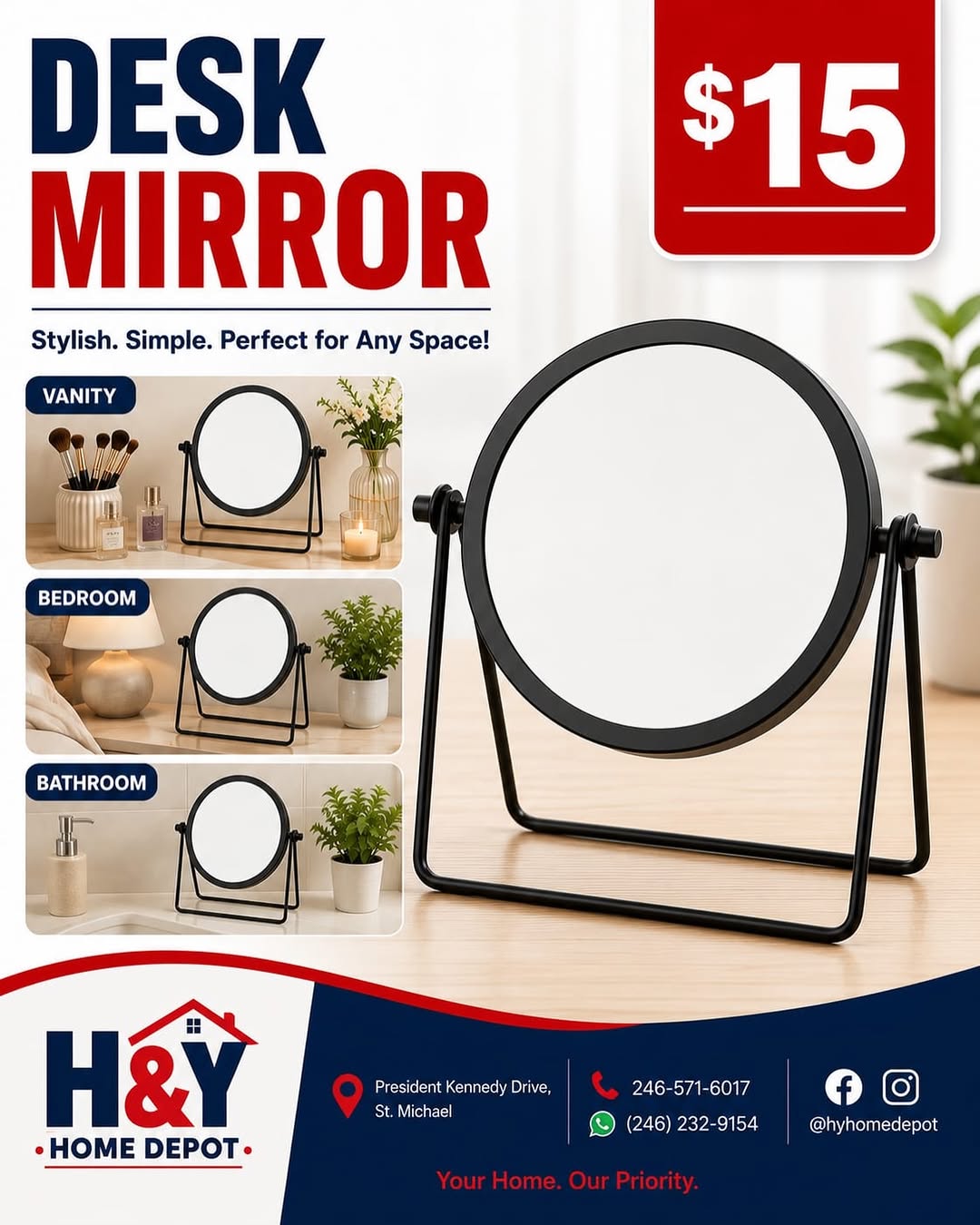 Desk Mirror – Only $15 at H&Y Home Depot