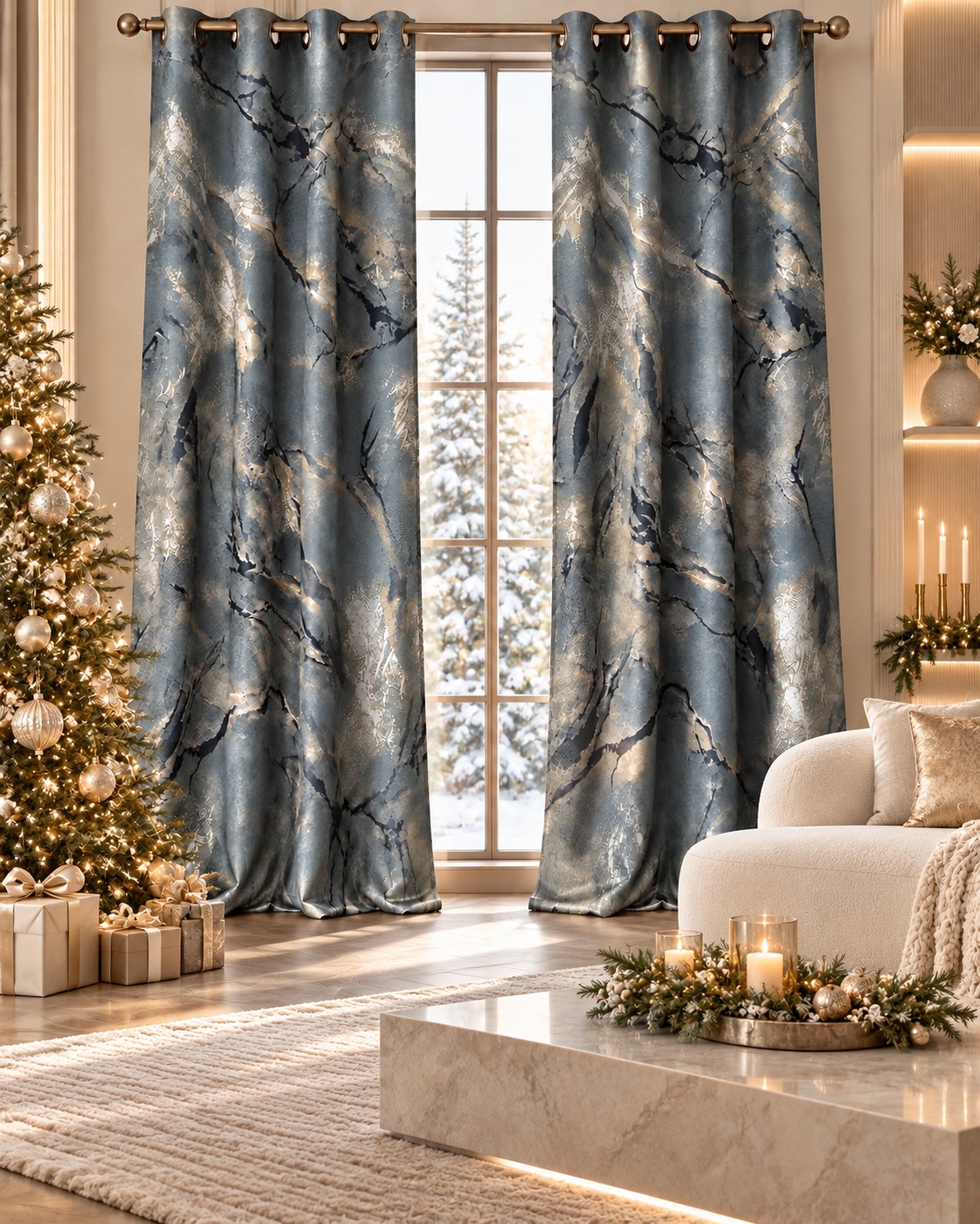Marble Print Blackout Curtains – $39 Per Panel