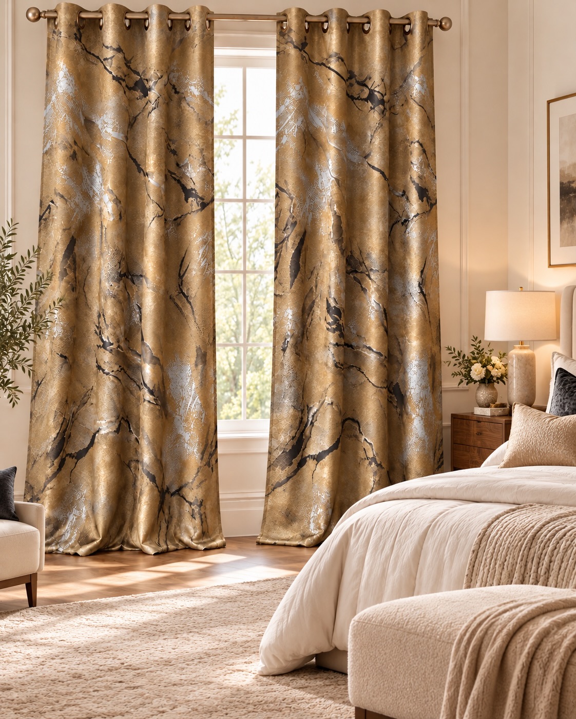Marble Print Blackout Curtains – $39 Per Panel
