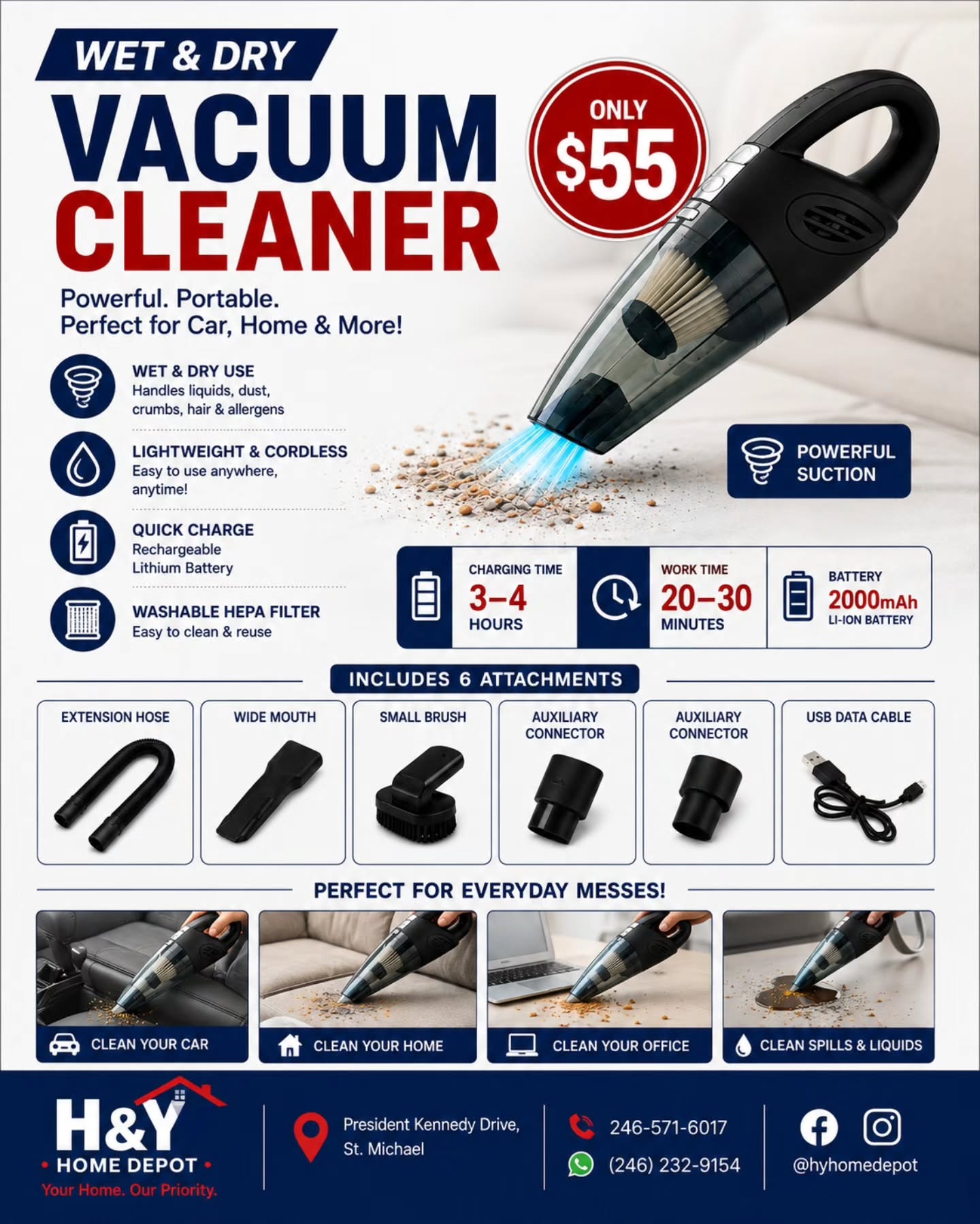 Wet & Dry Cordless Vacuum Cleaner – Only $55