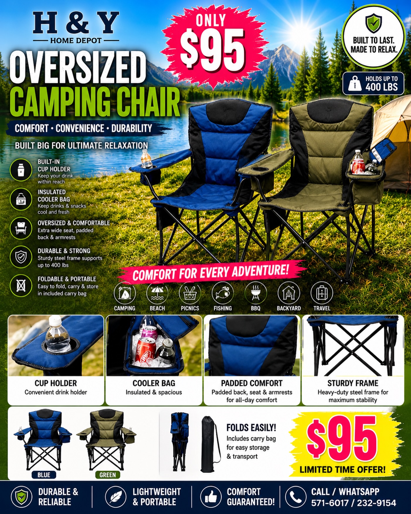 Oversized Camping Chair – Only $95 at H&Y Home Depot