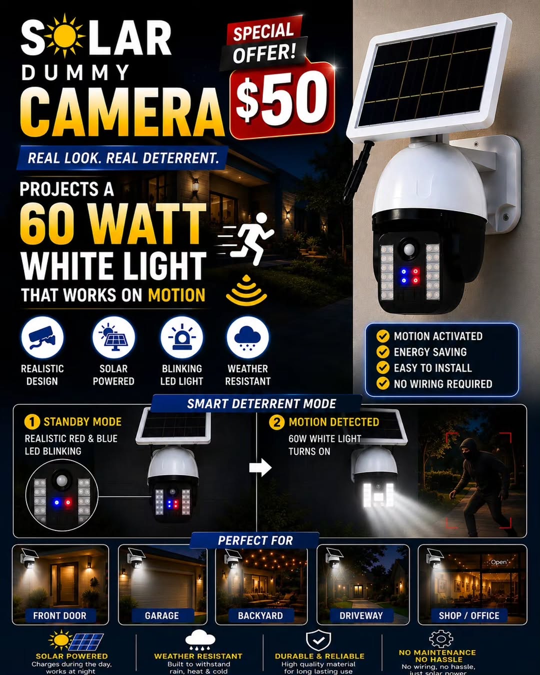 Solar Dummy Security Camera – Special Offer at $50