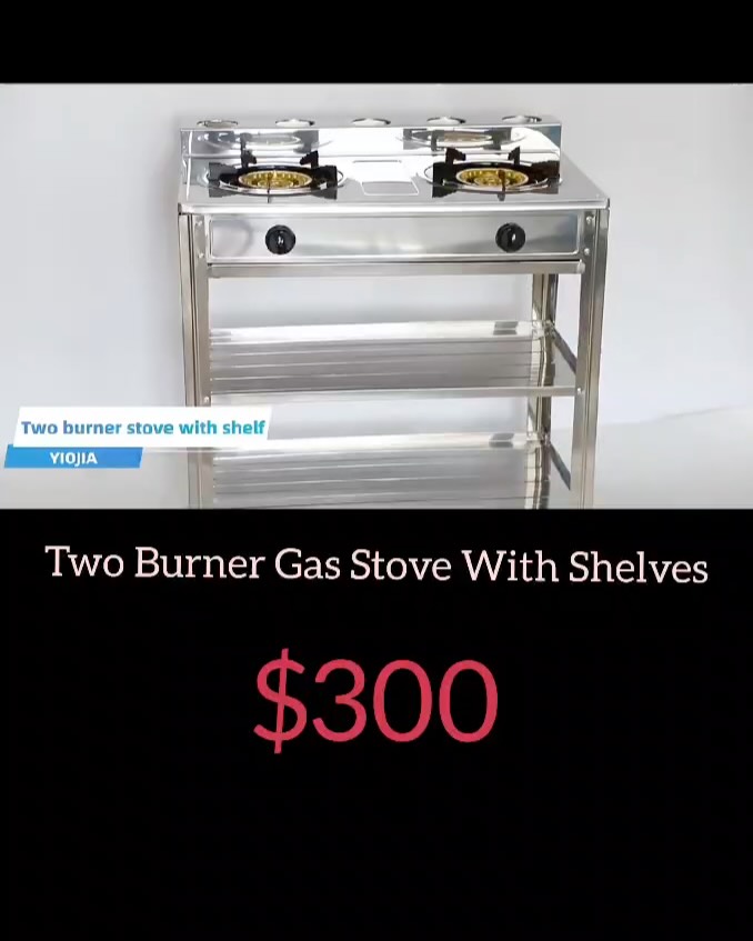 2 Burner Stainless Steel Gas Stove with Shelves – $300 BBD Best Price in Barbados