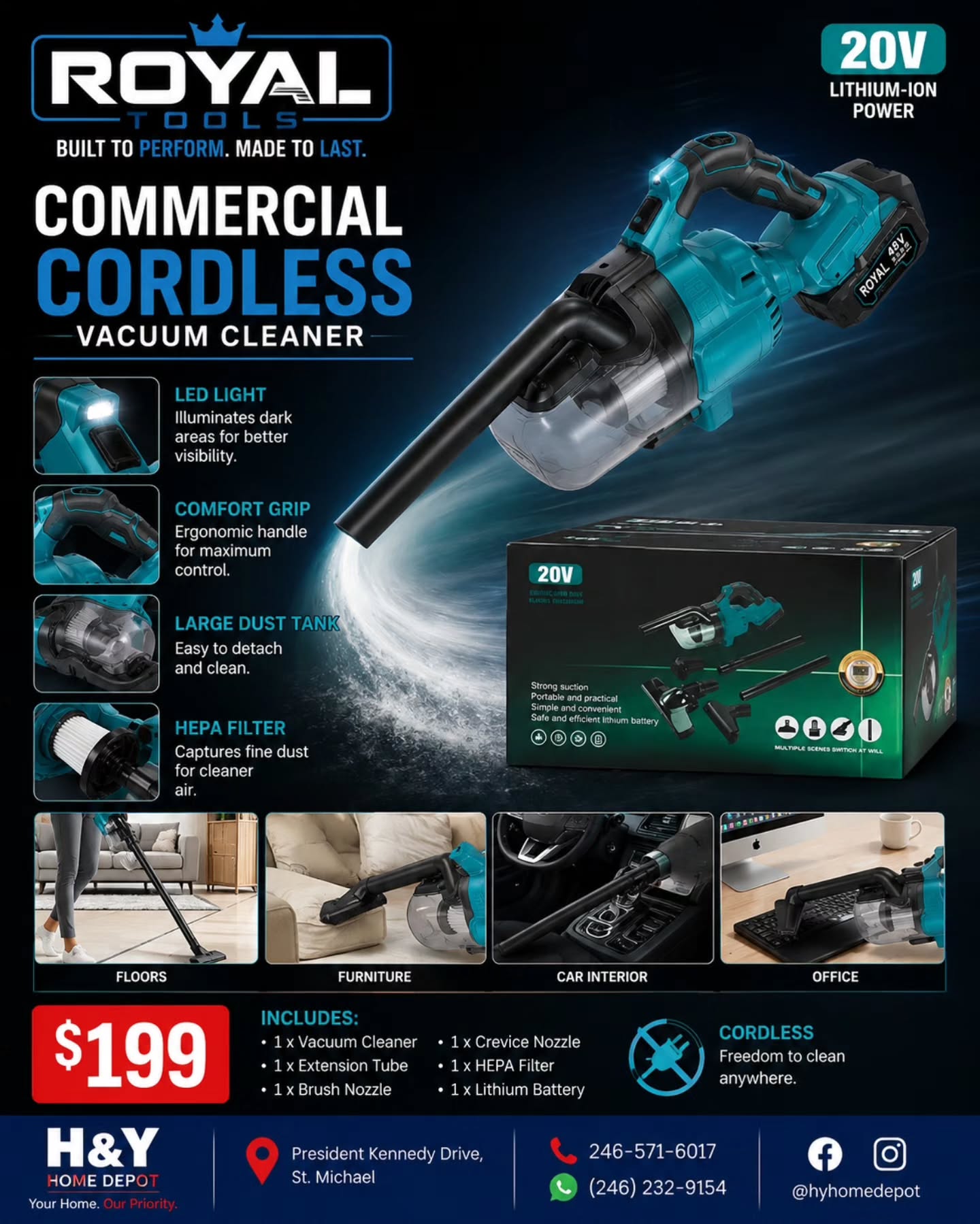 Royal Tools Cordless Vacuum Cleaner – $199 at H&Y Home Depot