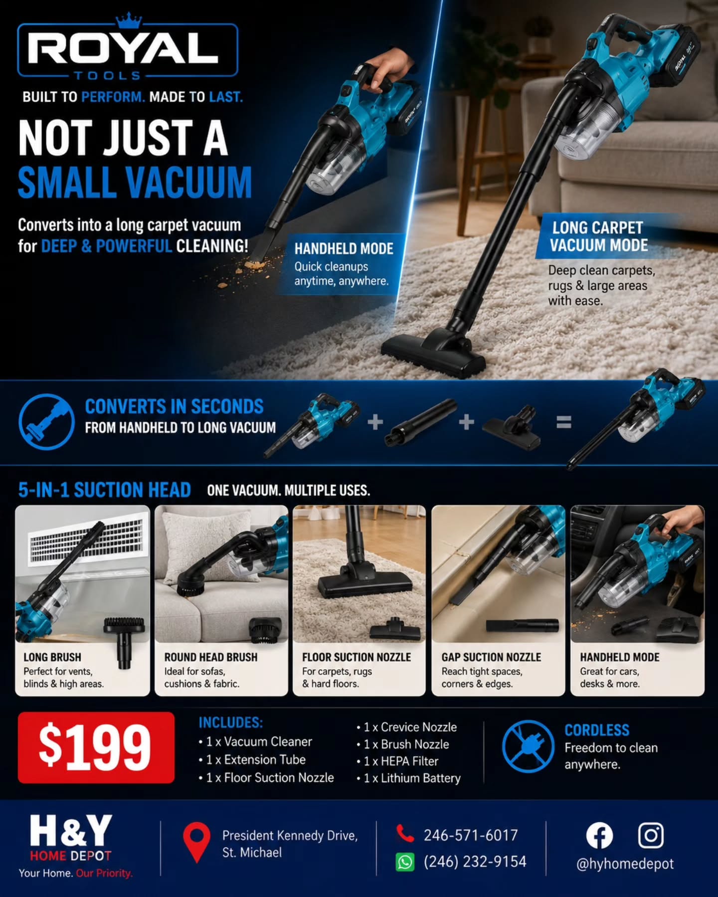 Royal Tools Cordless Vacuum Cleaner – $199 at H&Y Home Depot
