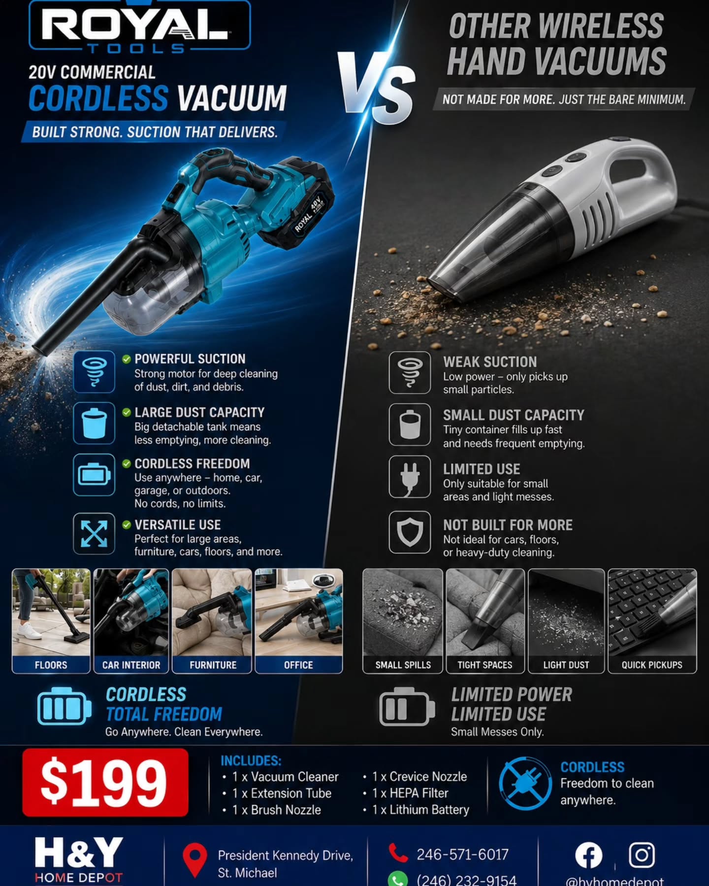 Royal Tools Cordless Vacuum Cleaner – $199 at H&Y Home Depot
