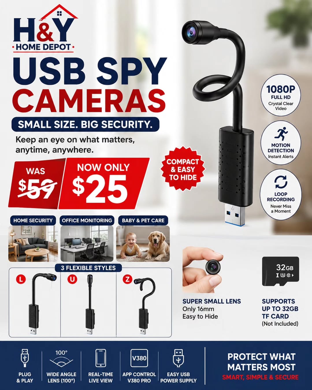 H&Y Home Depot Camera Sale – Spy, Smart & Security Cameras from $25