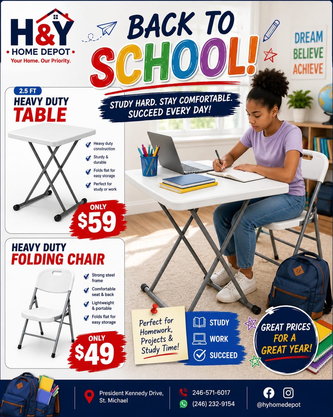 Back to School Sale at H&Y Home Depot – Tables, Chairs, Mini Printers & More