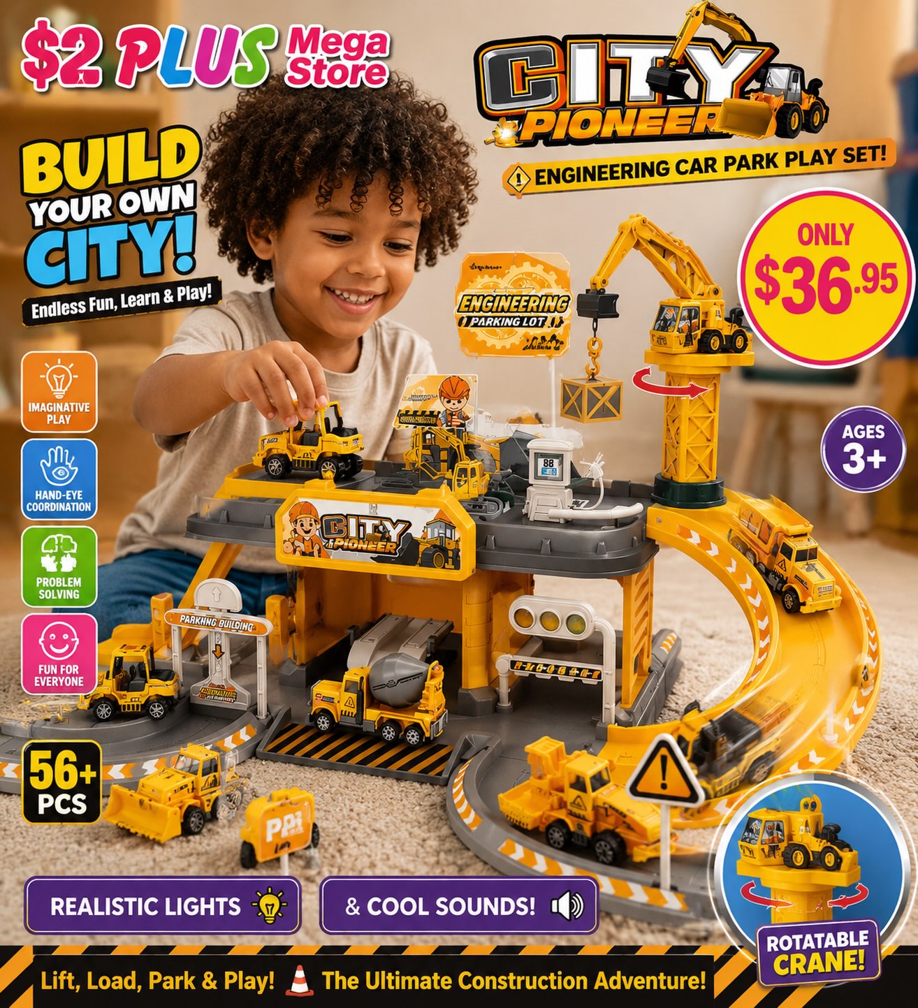 City Pioneer Engineering Car Park Play Set – Only $36.95