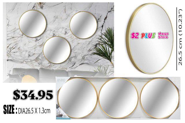 $2 Plus Mega Store – Gold Round Mirror Set for $34.95