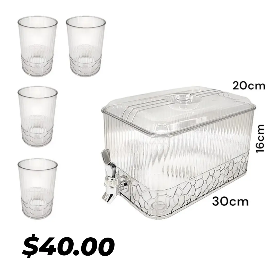 Beverage Dispenser Set with 4 Cups – $40.00