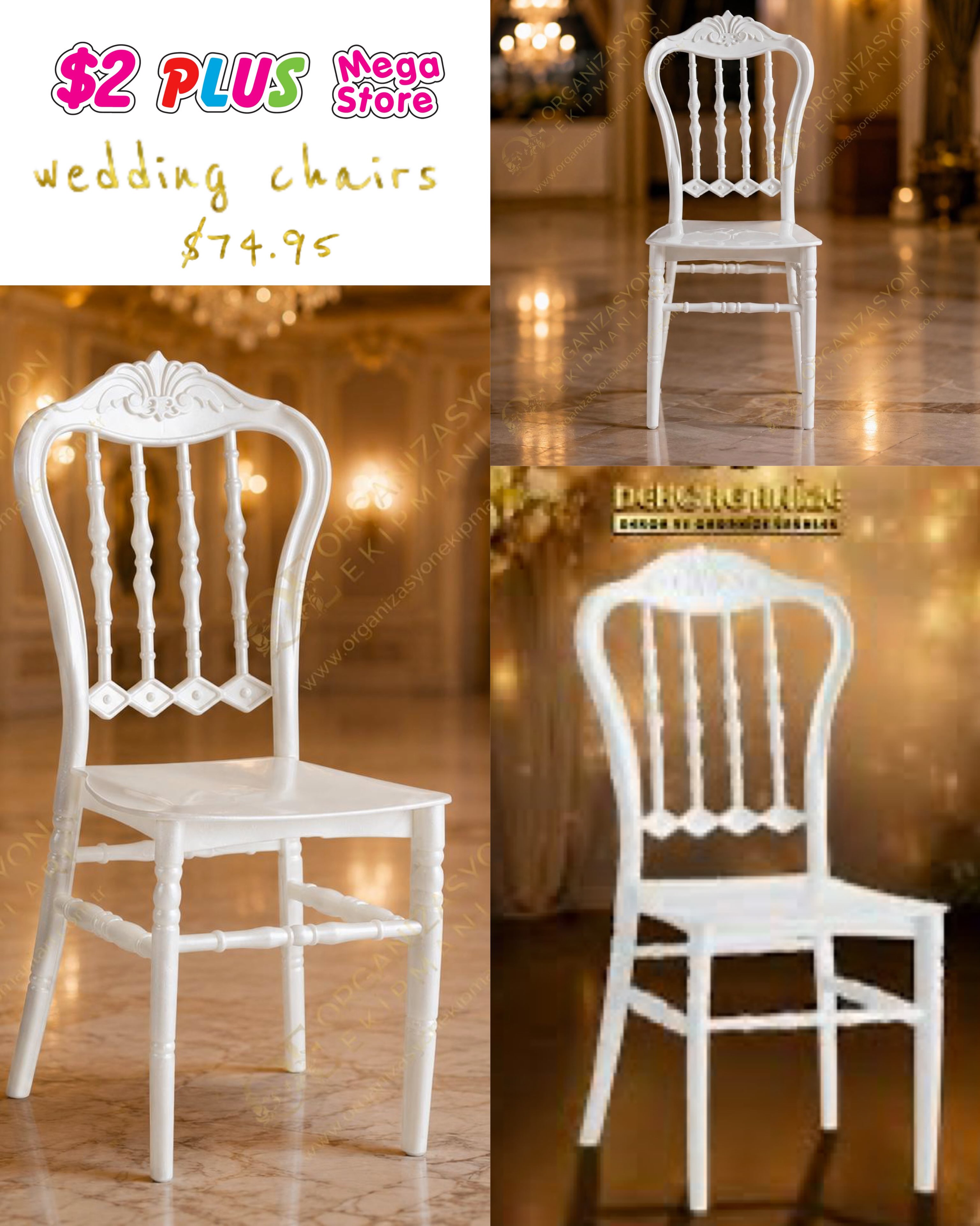 $2 Plus Mega Store – Wedding Chairs at $74.95