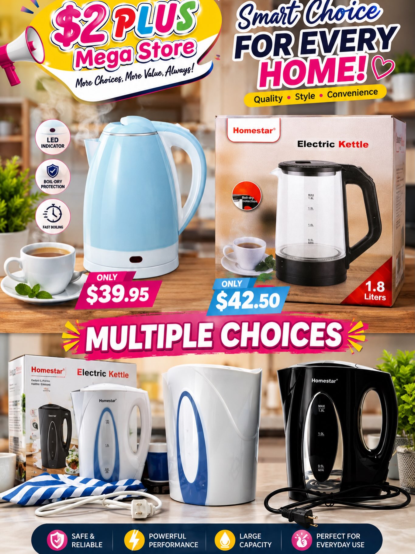 $2 Plus Mega Store – Electric Kettles from Only $39.95